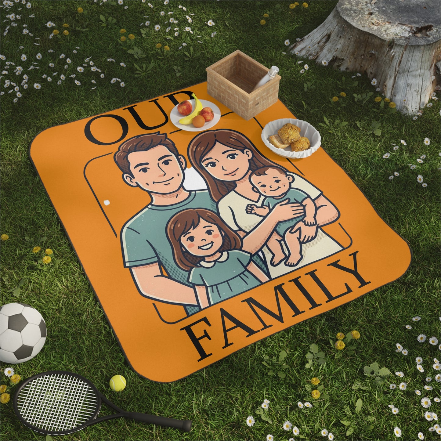 Our Family Picnic Blanket – Personalized Family Illustration Outdoor Blanket