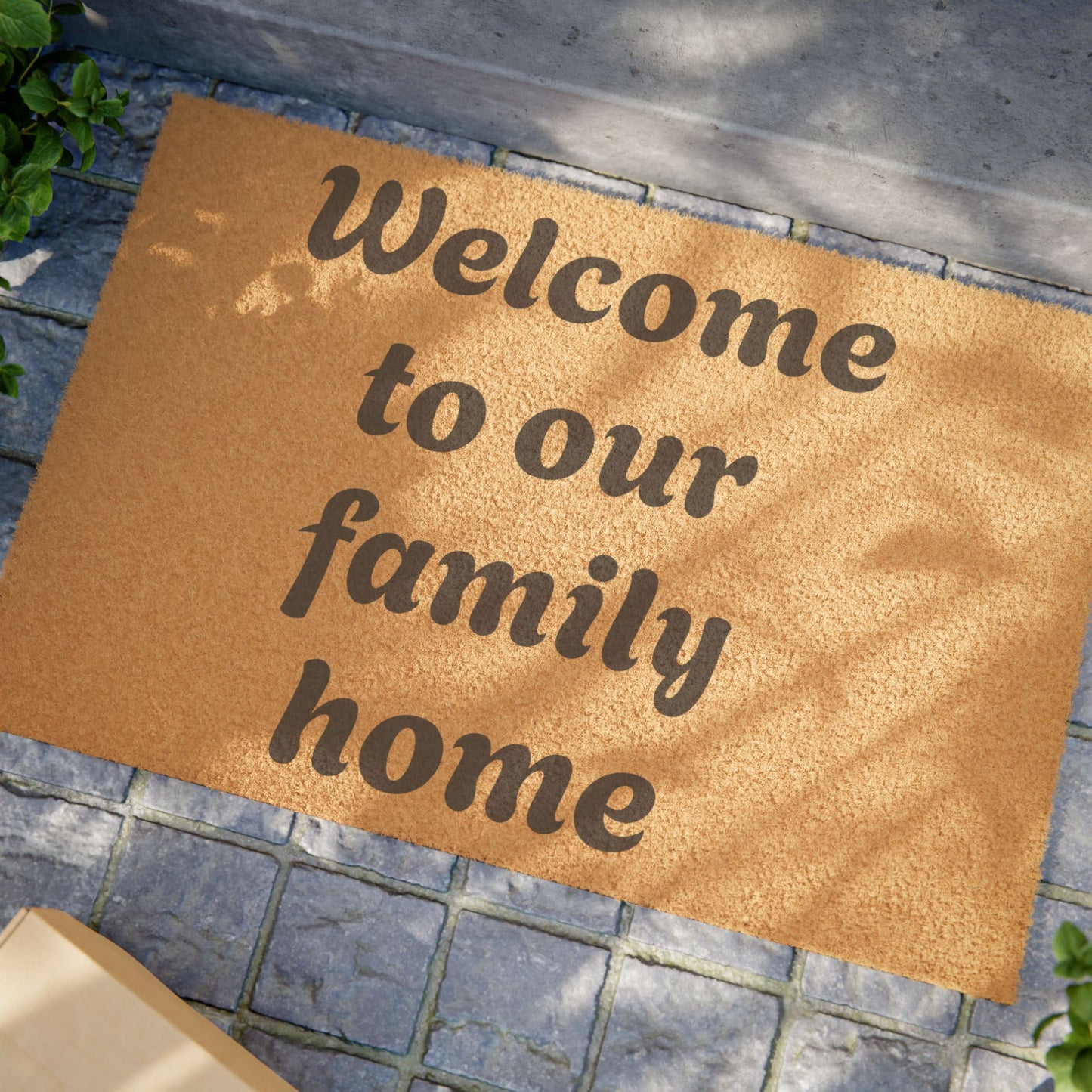 Welcome to Our Family Home Doormat — Coir Welcome Mat for Entryway