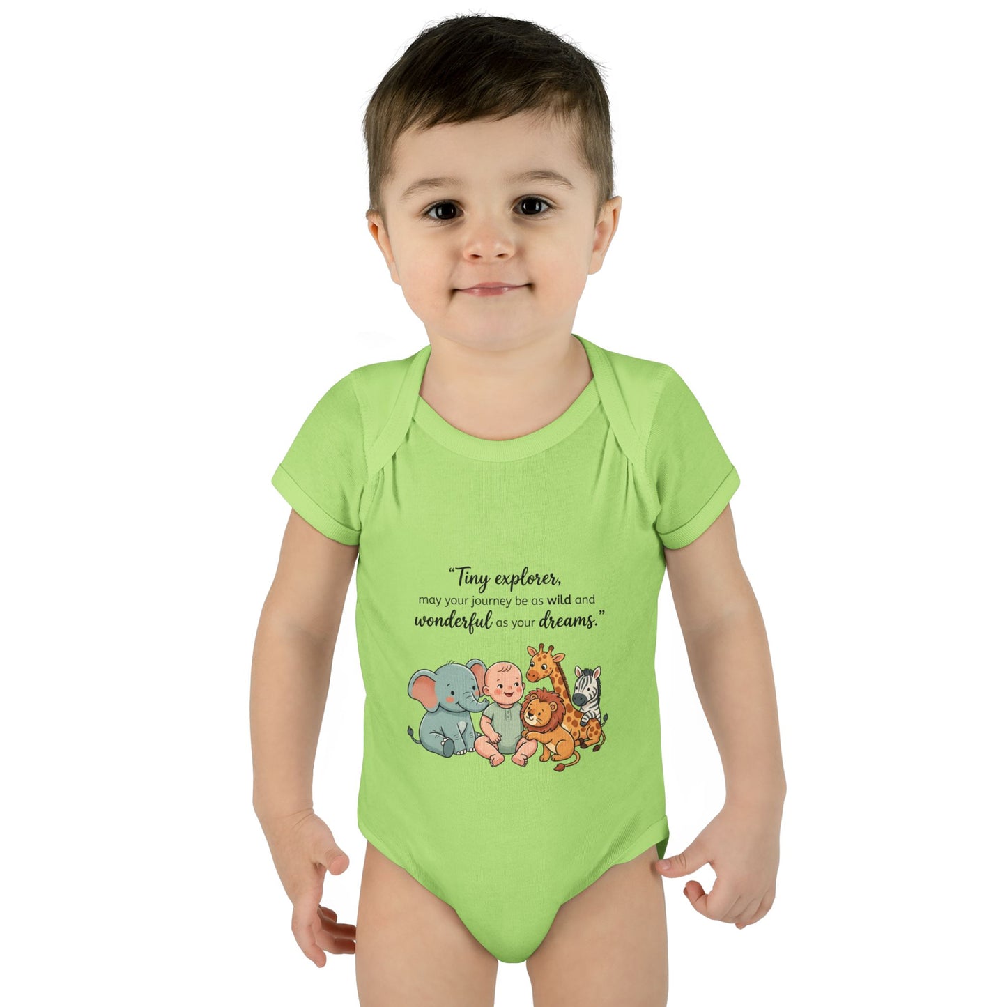 Baby Bodysuit — "Tiny Explorer" Cute Animal Nursery Onesie