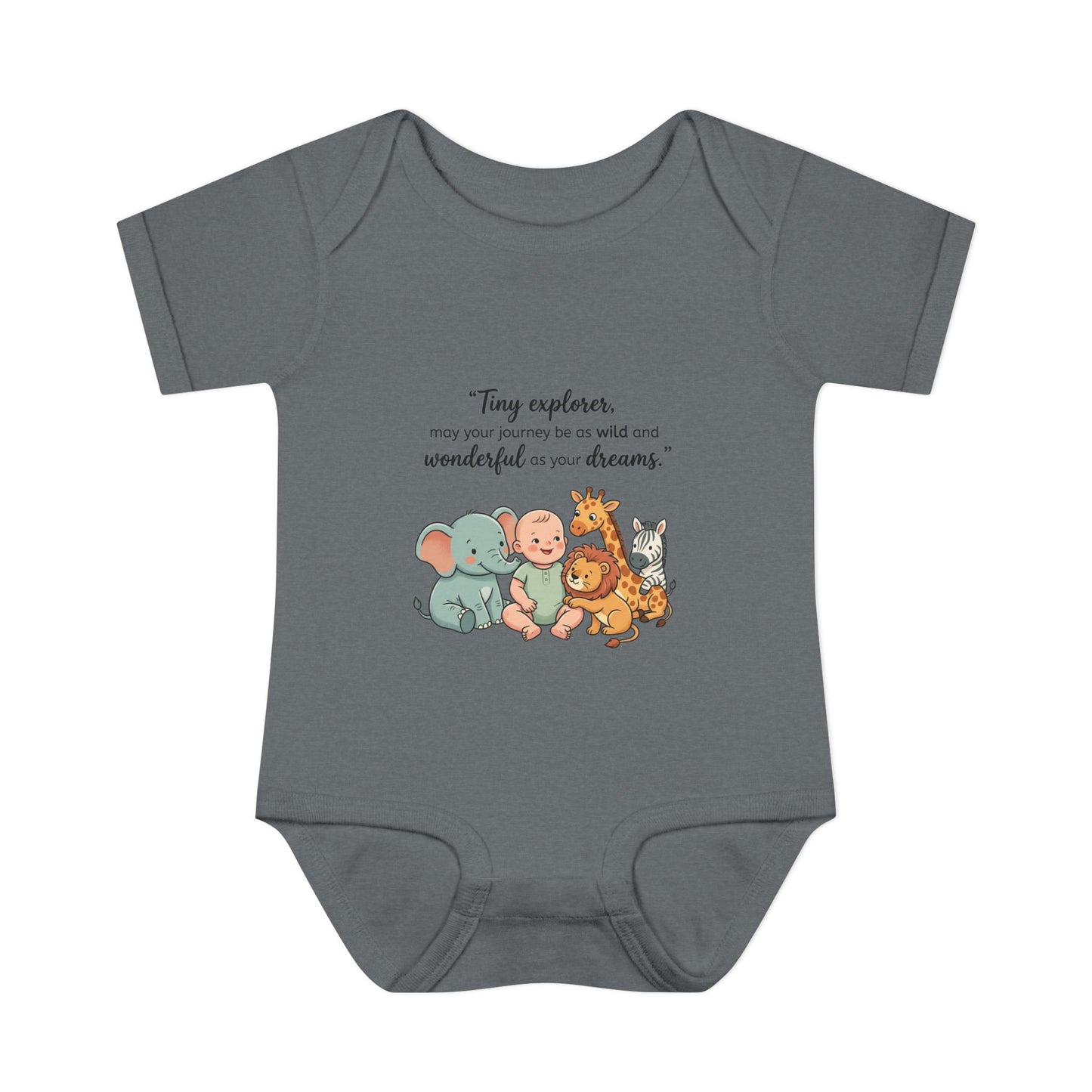Baby Bodysuit — "Tiny Explorer" Cute Animal Nursery Onesie