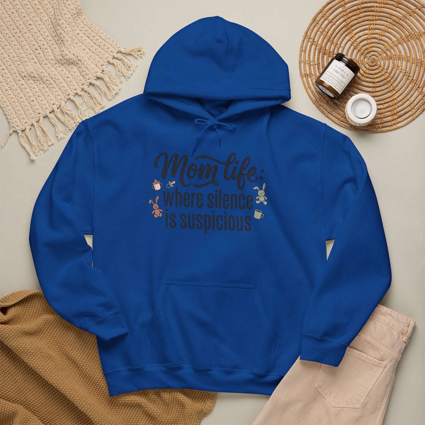 Mom Life Hoodie - "Mom Life: Where Silence Is Suspicious" Cozy Pullover for Moms, Funny Mother's Day Gift