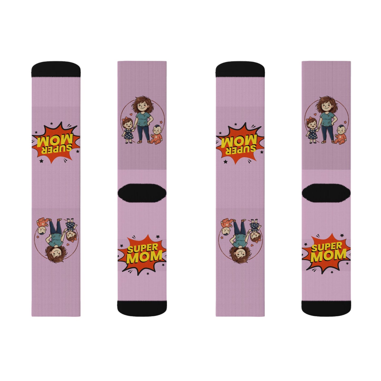 Super Mom Socks | Mother's Day, Mom Cartoon Crew Socks