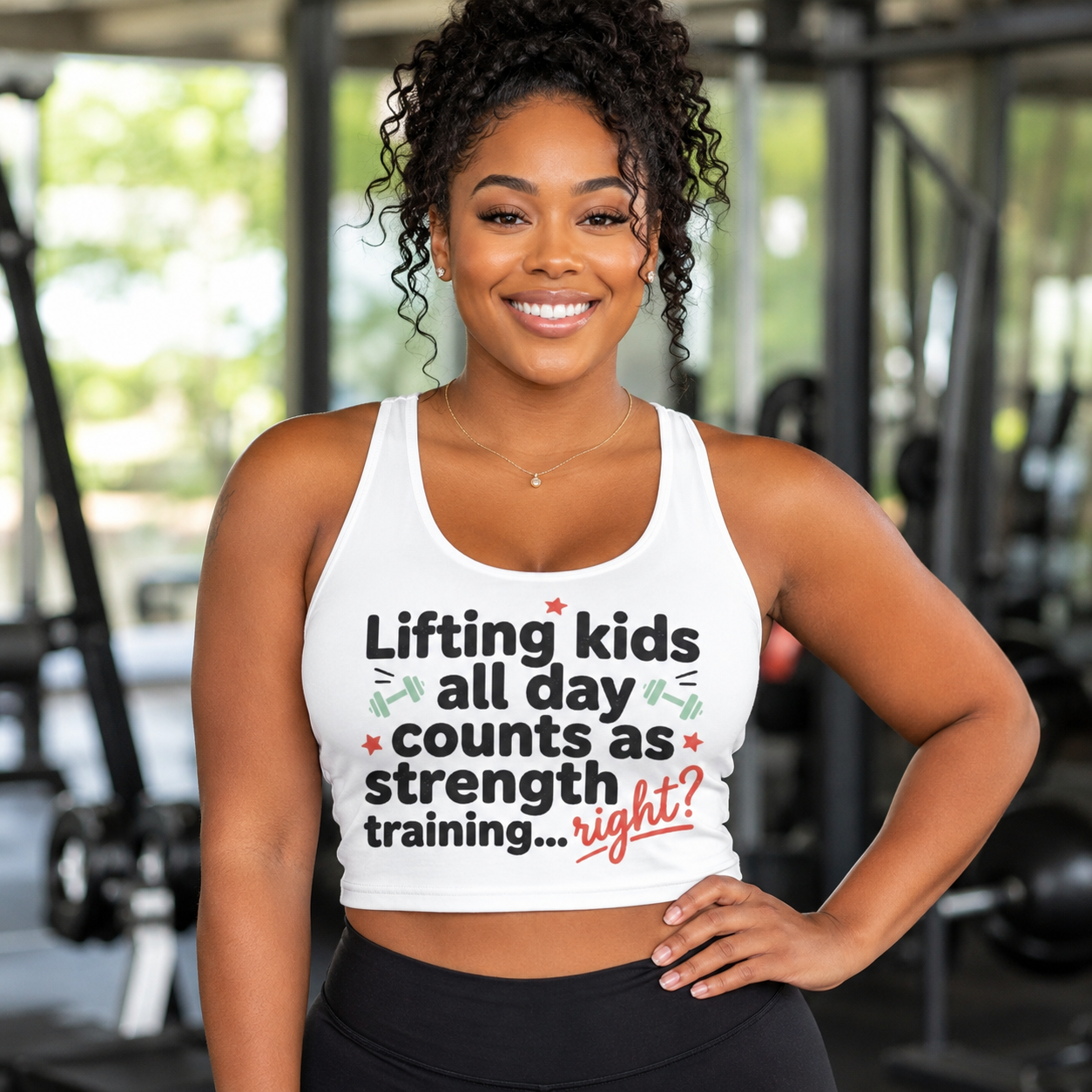 Sports Bra — “Lifting Kids All Day Counts as Strength Training… Right?” Active Mom Workout Top