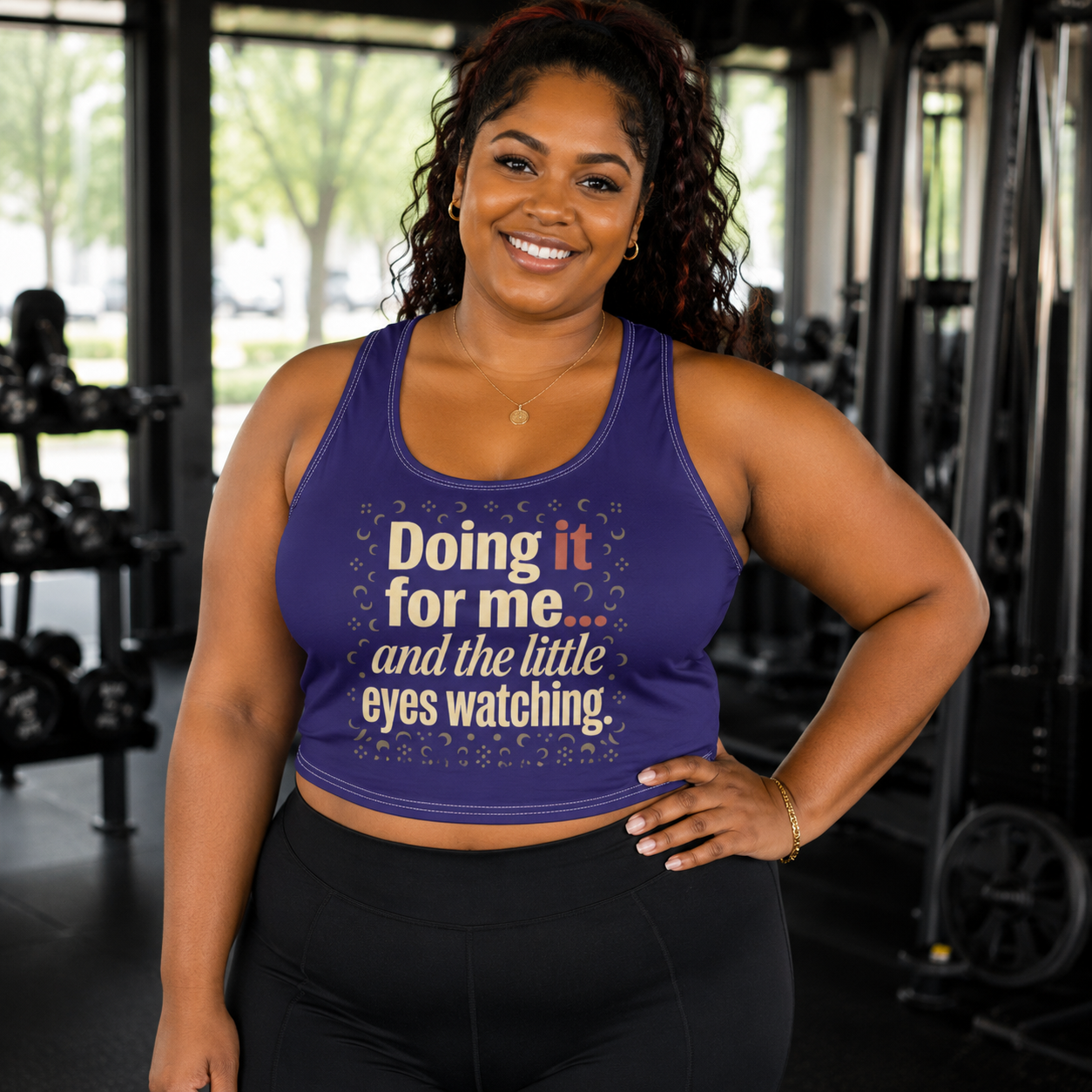 Sports Bra — "Doing It for Me and the Little Eyes Watching" Motivational Workout Top