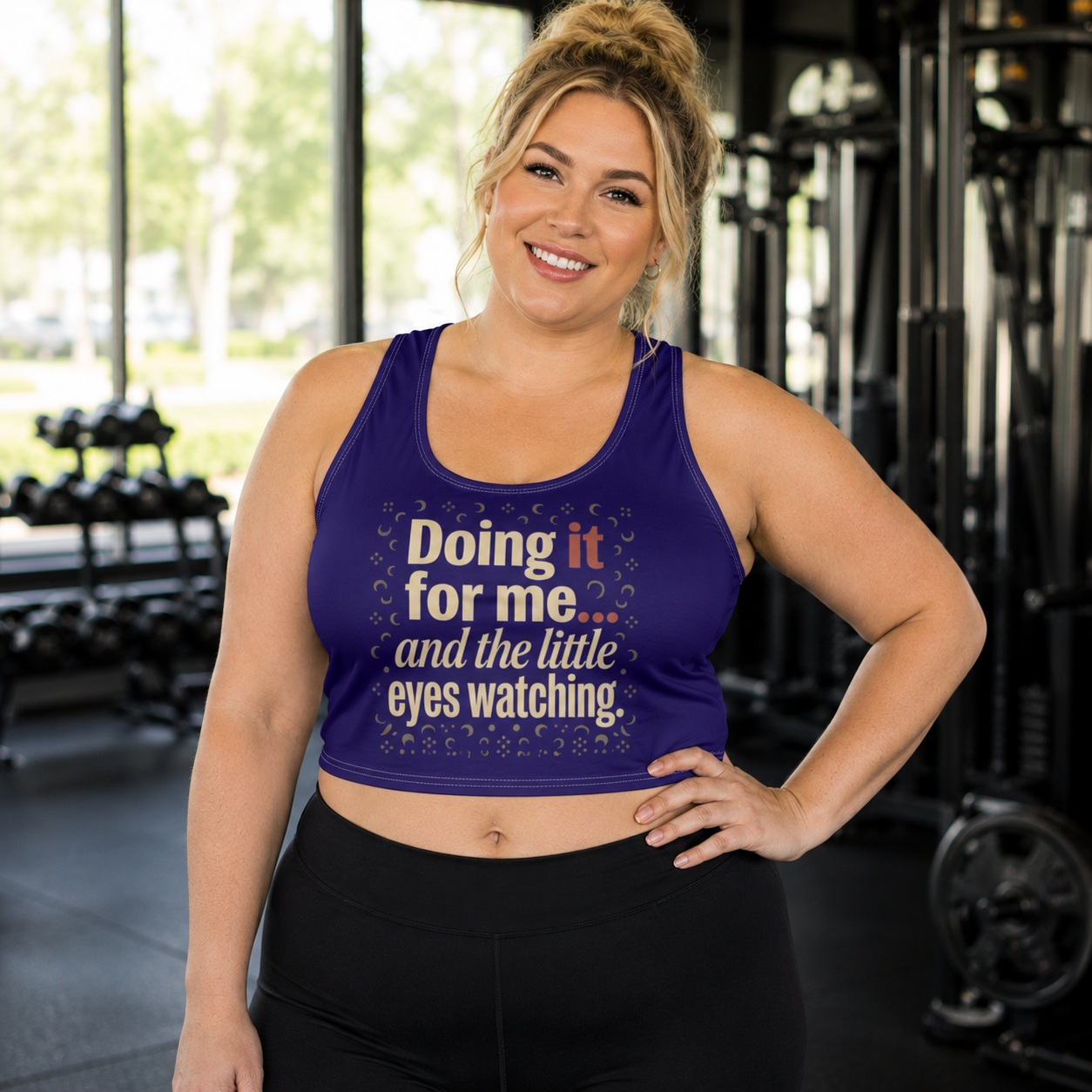 Sports Bra — "Doing It for Me and the Little Eyes Watching" Motivational Workout Top