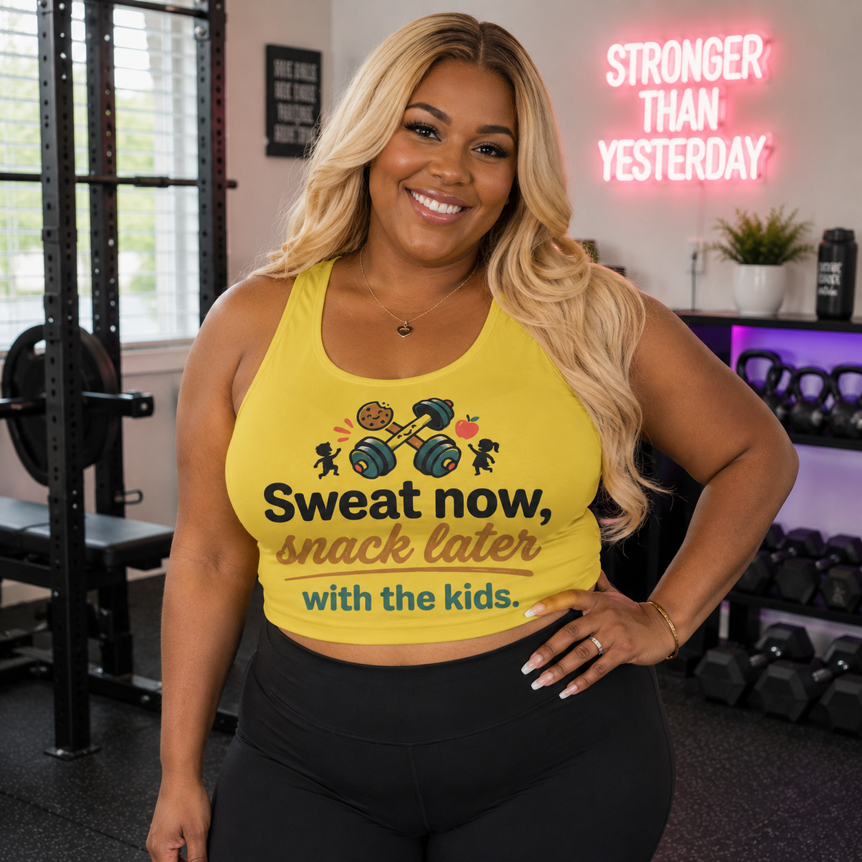 Sweat Now Snack Later Sports Bra — Funny Mom Fitness Crop Top