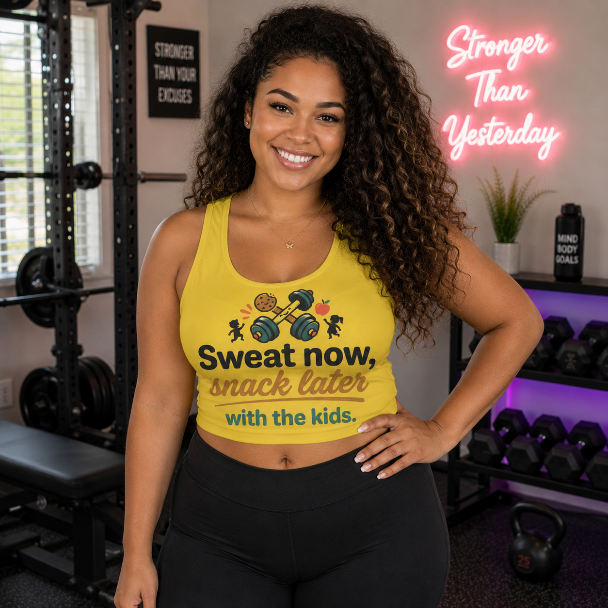 Sweat Now Snack Later Sports Bra — Funny Mom Fitness Crop Top