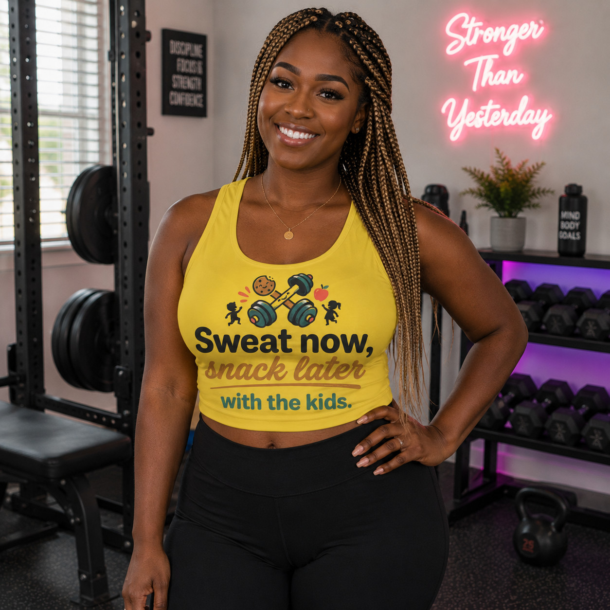 Sweat Now Snack Later Sports Bra — Funny Mom Fitness Crop Top