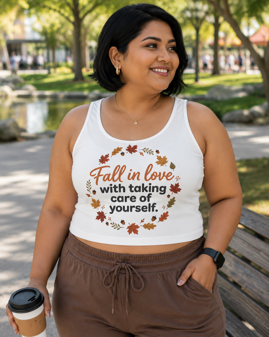 Fall in Love Self-Care Sports Bra — Autumn Leaf Wellness Crop Top