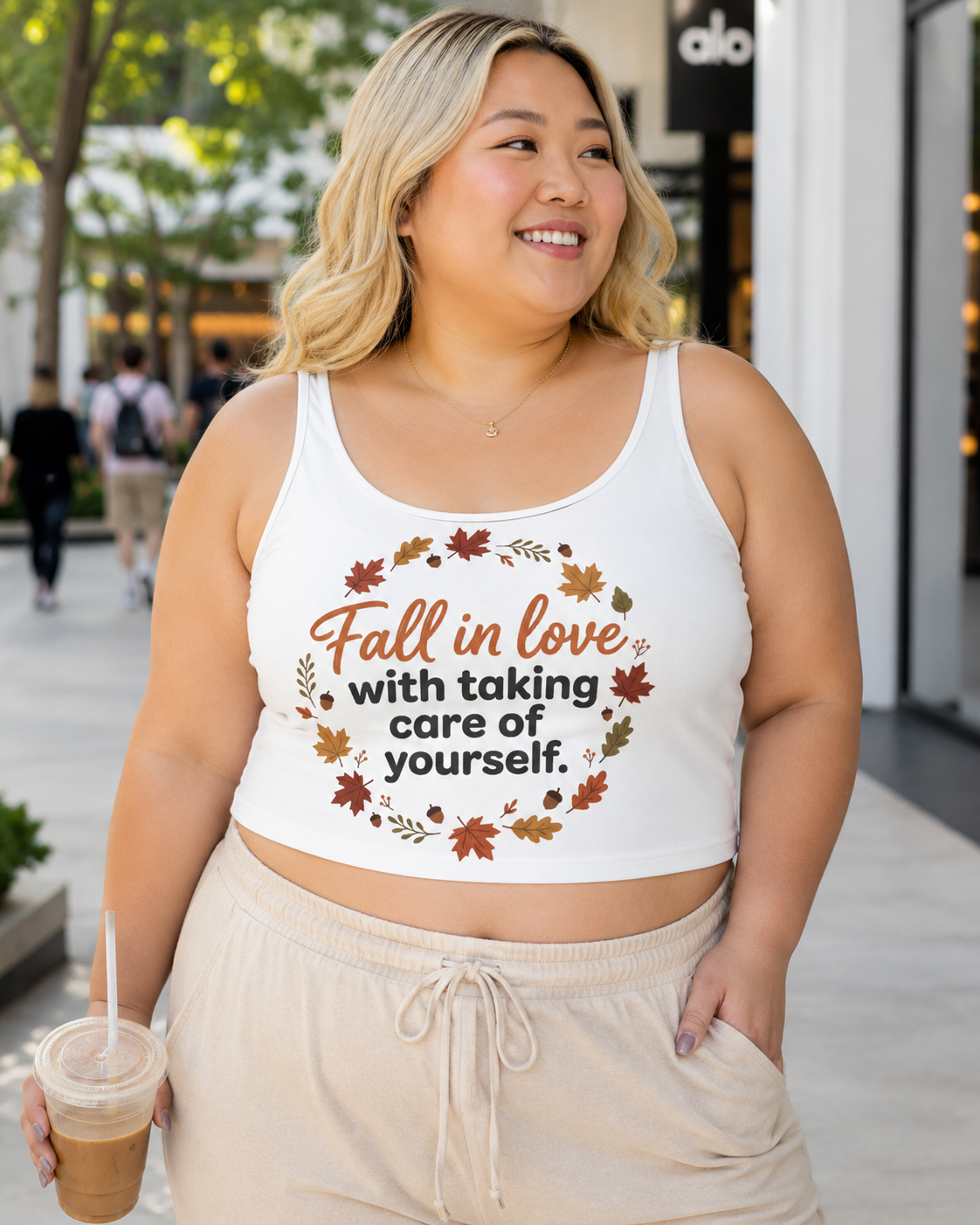 Fall in Love Self-Care Sports Bra — Autumn Leaf Wellness Crop Top