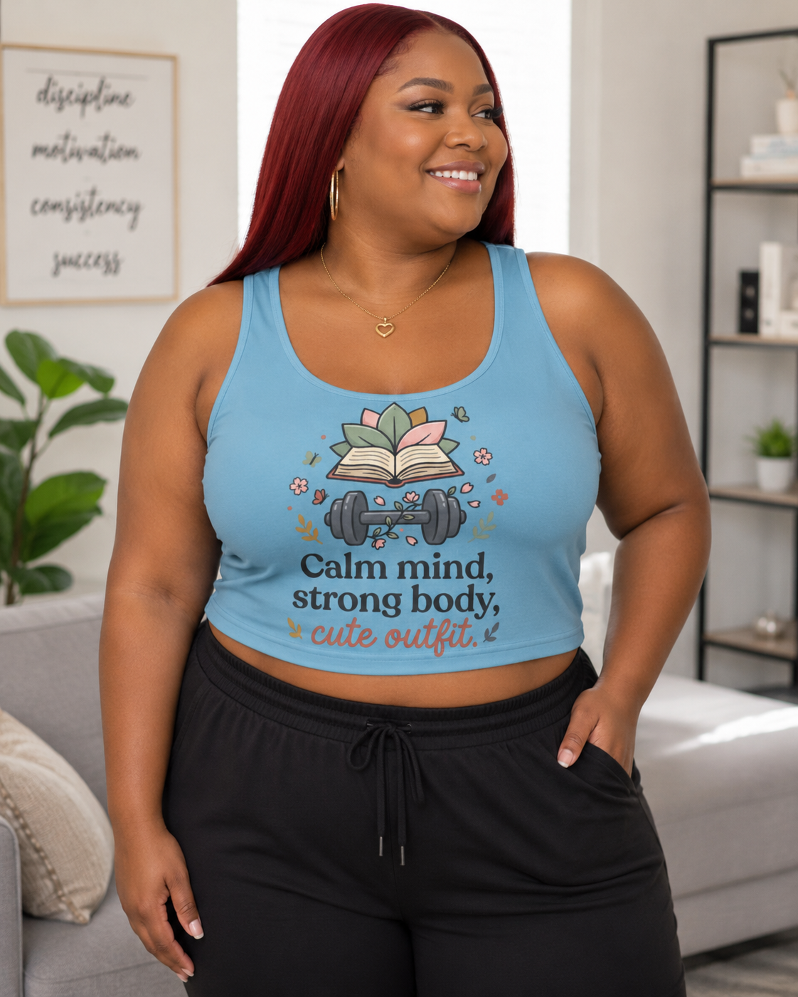 Calm Mind Strong Body Crop Sports Bra — Cute Fitness & Yoga Top