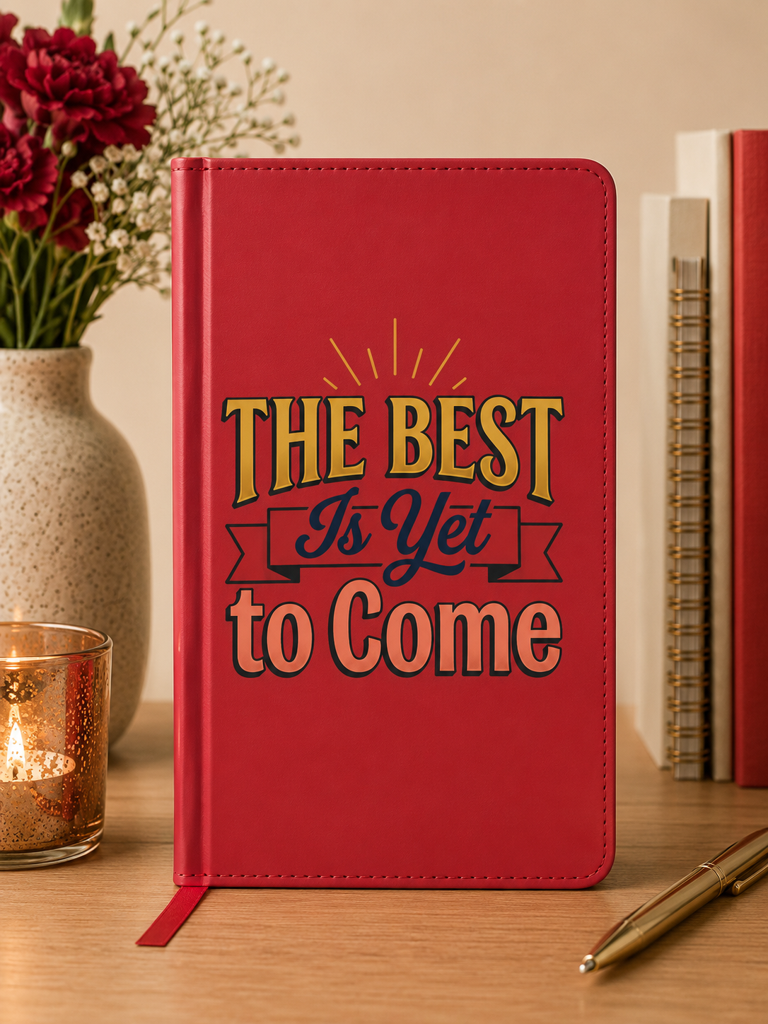 Journal — 'The Best Is Yet to Come' Vegan Leather Engraved Inspirational Notebook