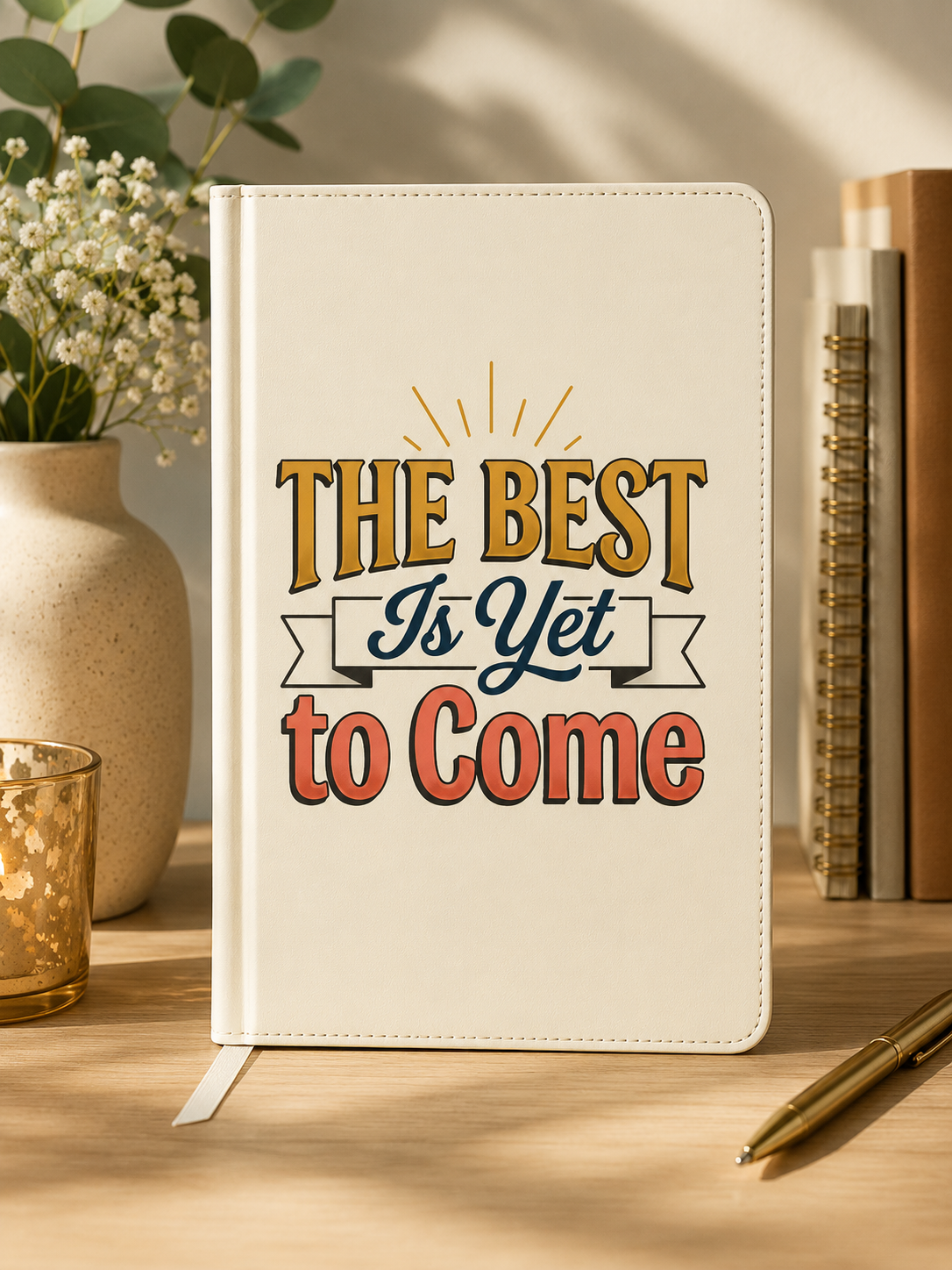 Journal — 'The Best Is Yet to Come' Vegan Leather Engraved Inspirational Notebook