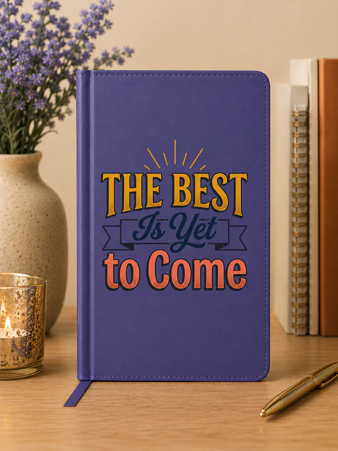 Journal — 'The Best Is Yet to Come' Vegan Leather Engraved Inspirational Notebook