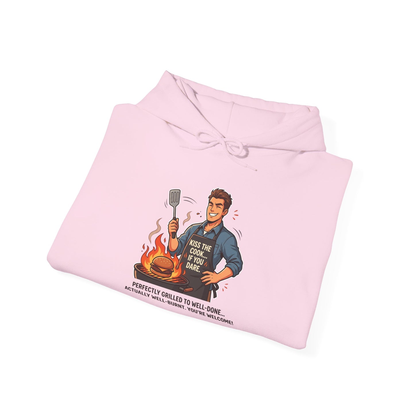 Hoodie – Vintage Grillmaster BBQ Sweatshirt ("Perfectly Grilled...Actually I Just Set It Ablaze")