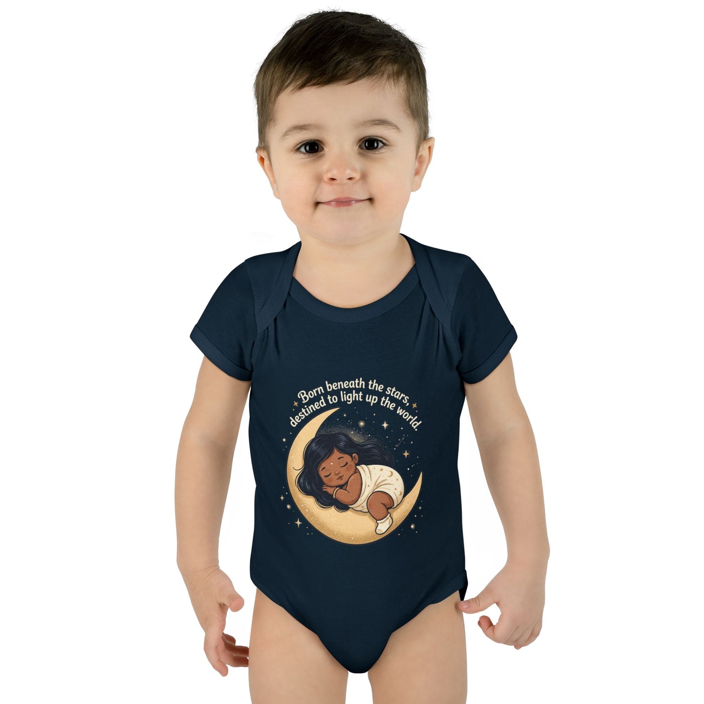 Newborn Moon Baby Bodysuit — "Born Beneath the Stars" Infant Onesie
