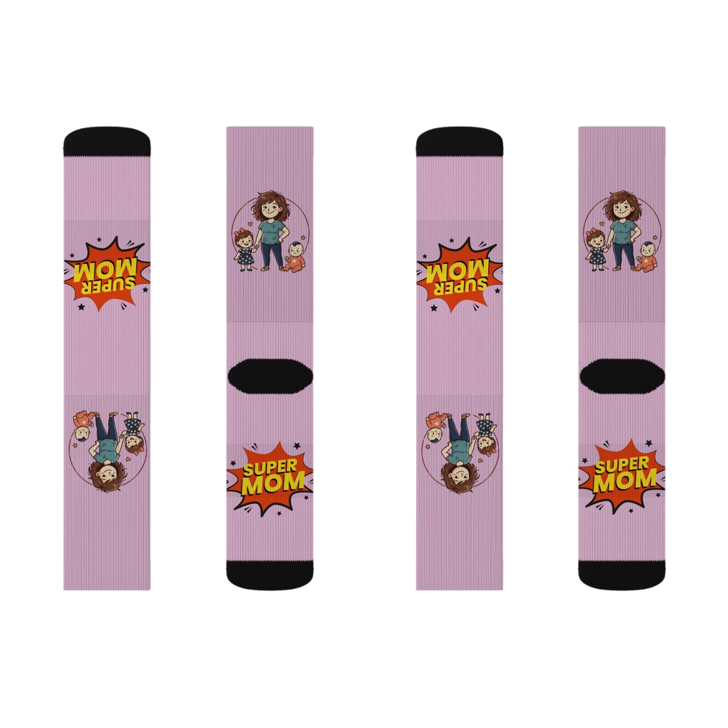 Super Mom Socks | Mother's Day, Mom Cartoon Crew Socks