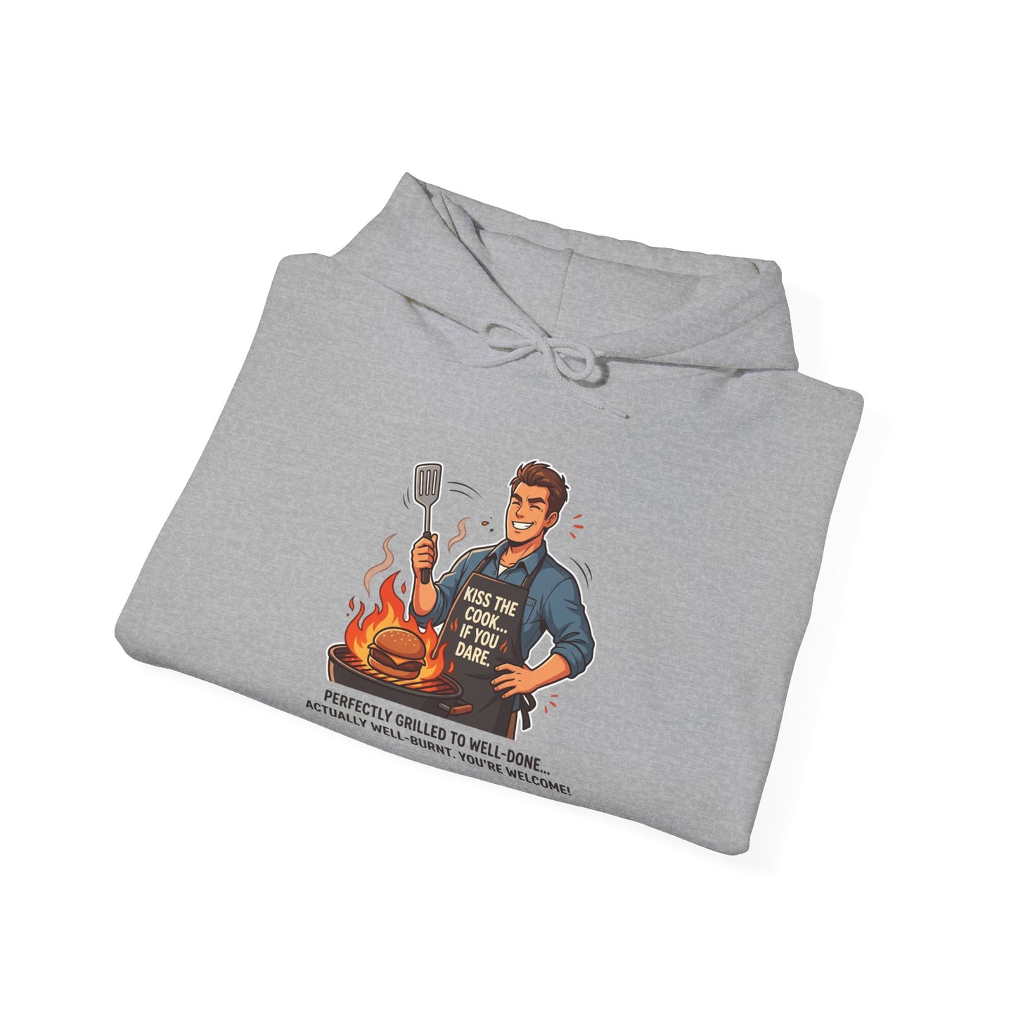 Hoodie – Vintage Grillmaster BBQ Sweatshirt ("Perfectly Grilled...Actually I Just Set It Ablaze")
