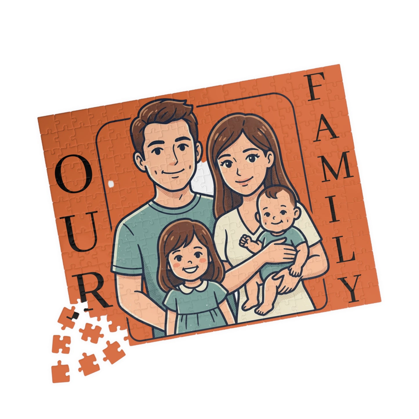 Family Portrait Puzzle – “Our Family” Personalized Jigsaw (110–1014 pcs)
