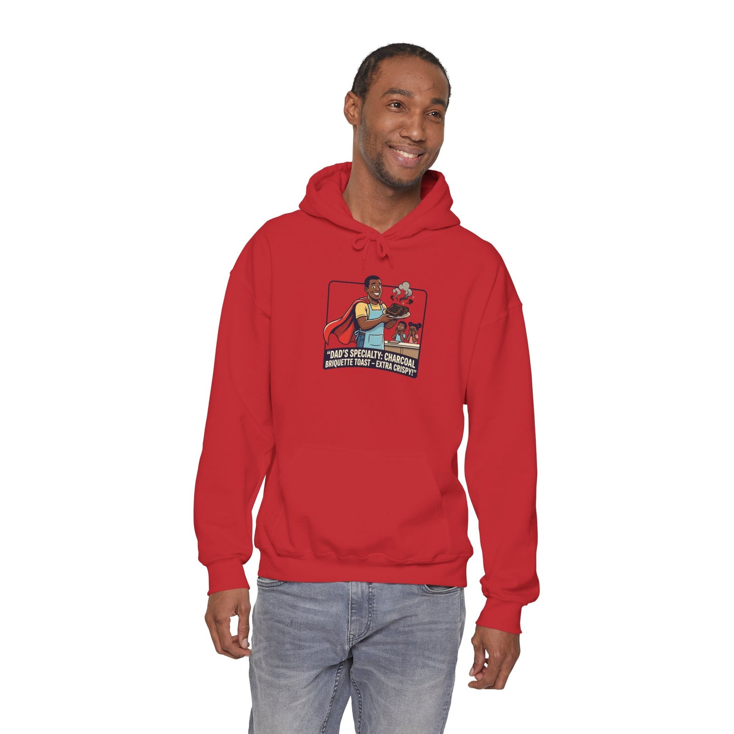 Hoodie — 'Dad's Specialty Charcoal Grilled Toast' Retro BBQ Chef Graphic