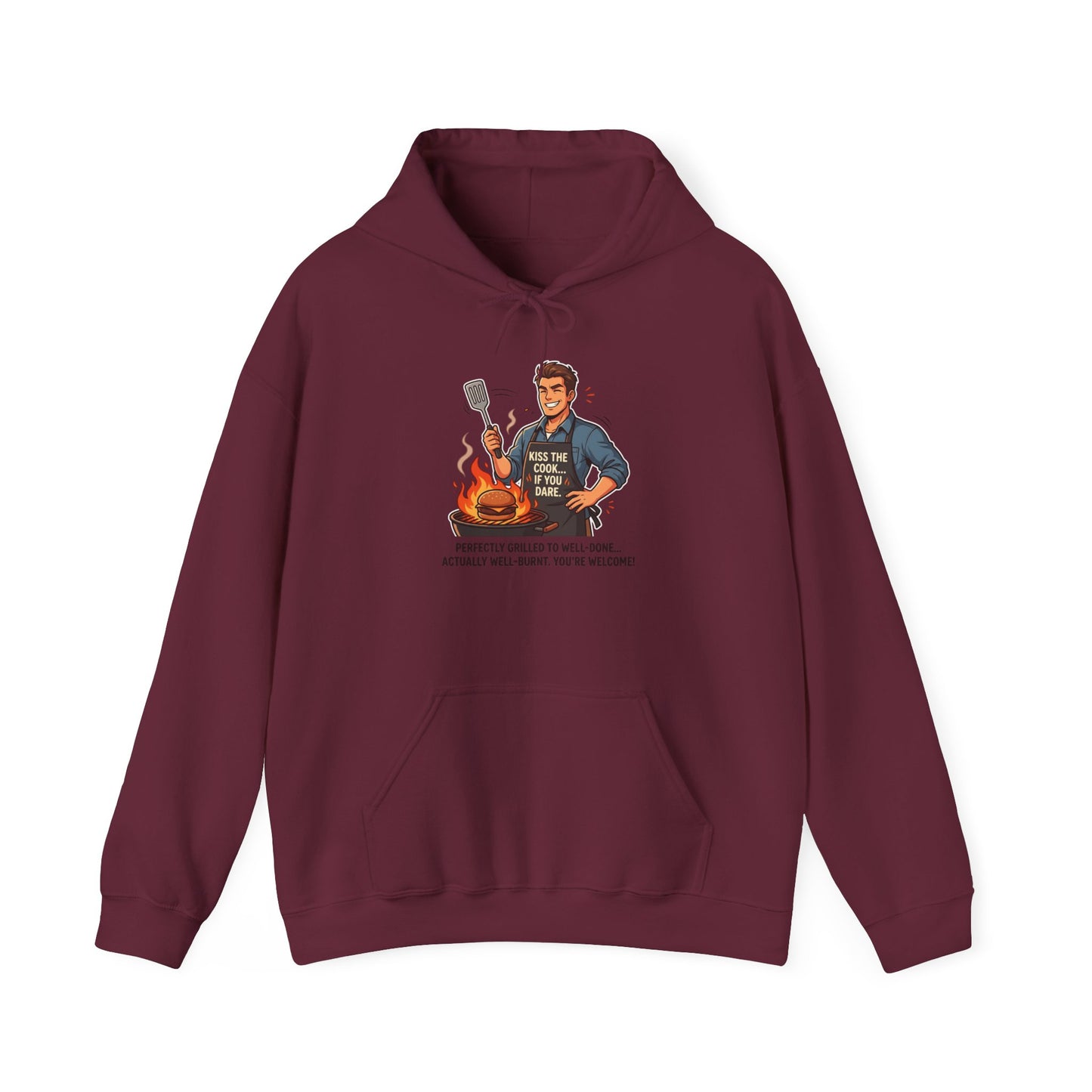 Hoodie – Vintage Grillmaster BBQ Sweatshirt ("Perfectly Grilled...Actually I Just Set It Ablaze")