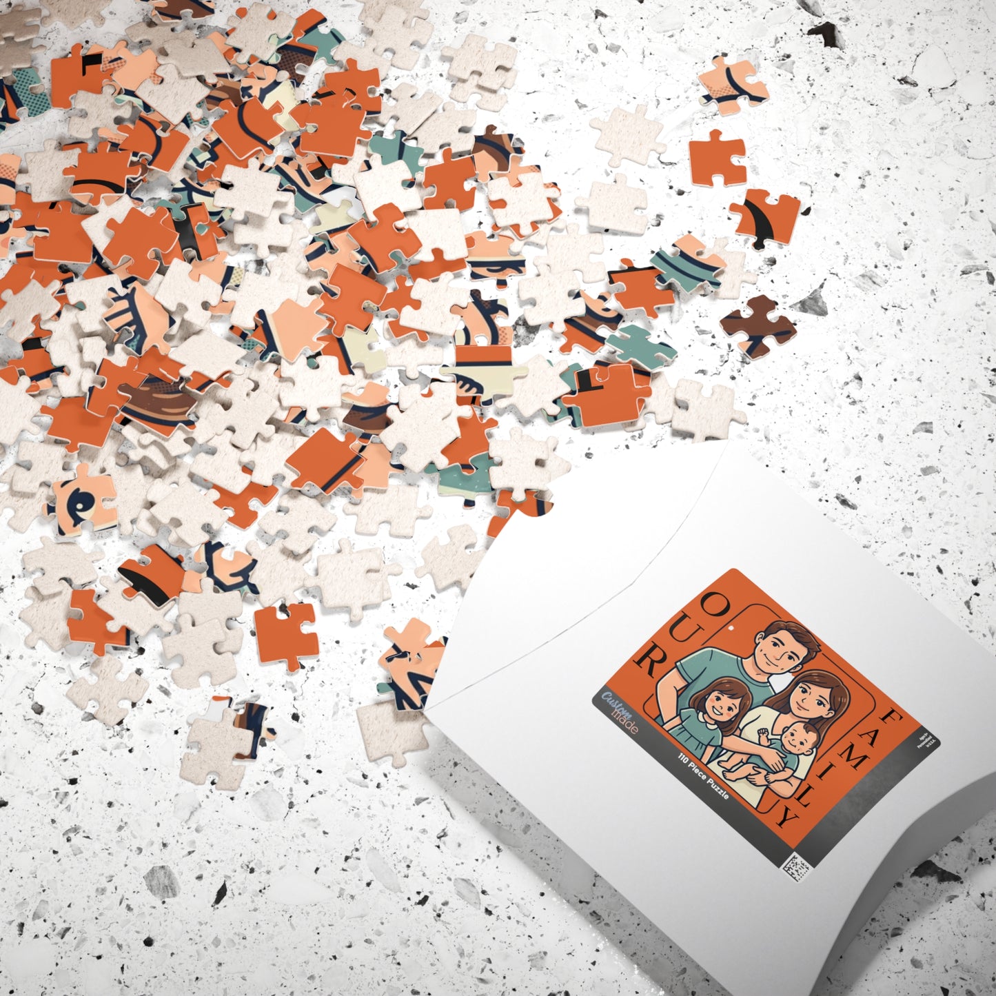 Family Portrait Puzzle – “Our Family” Personalized Jigsaw (110–1014 pcs)