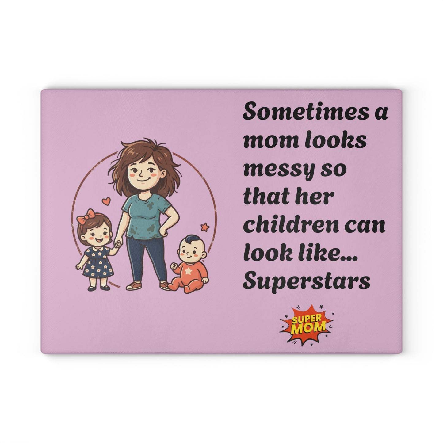 SuperMom Glass Cutting Board | Funny Mom Quote Kitchen Decor