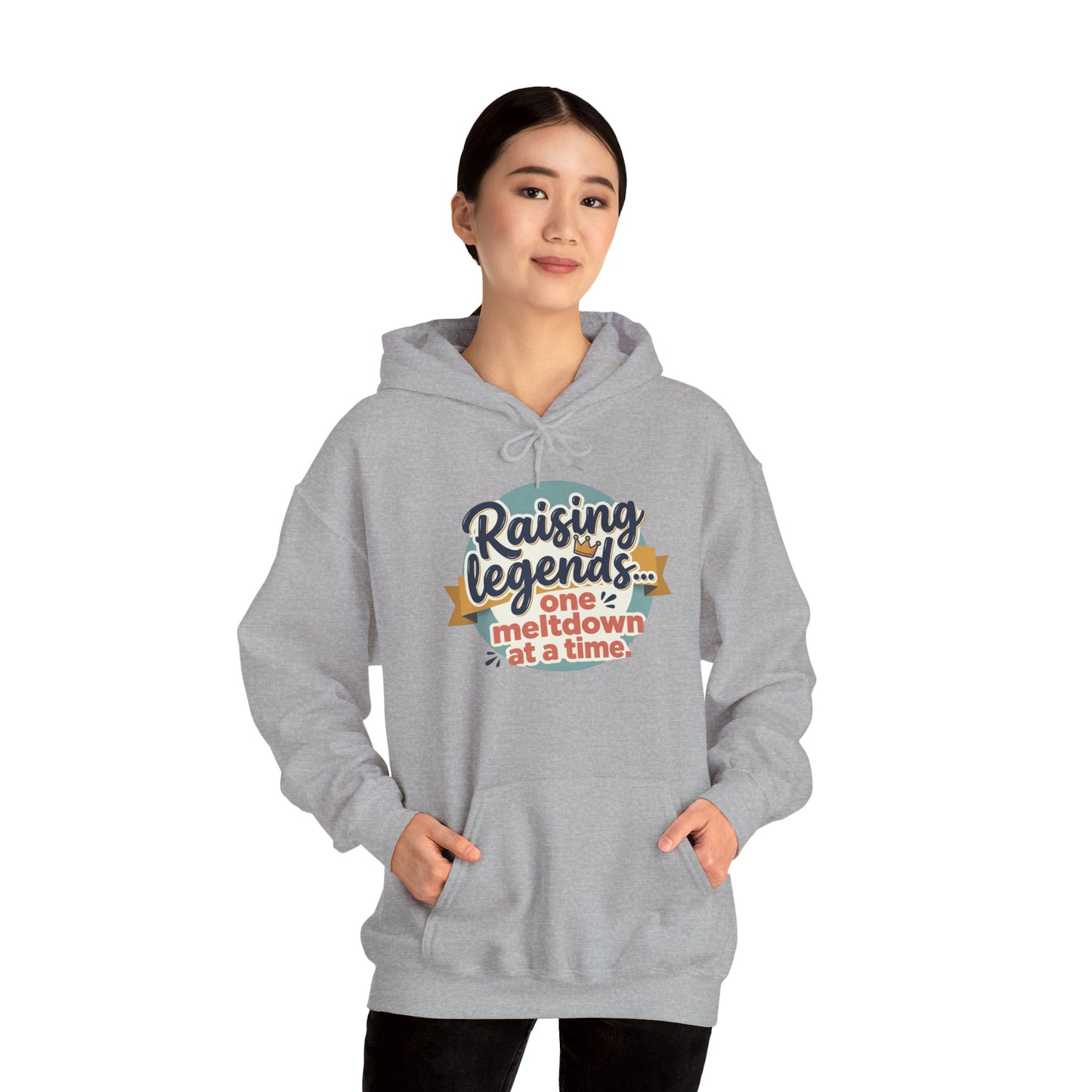 Hoodie — "Raising Legends... one meltdown at a time" Retro Parenthood Sweatshirt