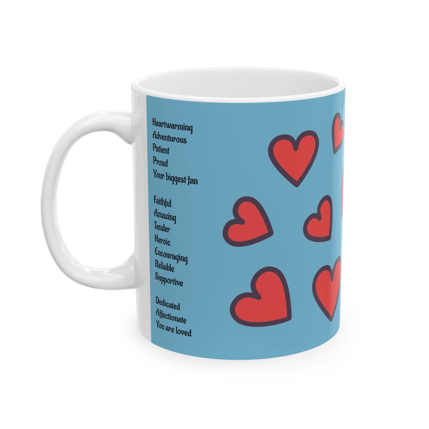 Ceramic Mug — 'Best Dad' Trophy Design with Hearts, Father's Day Gift (11oz, 15oz)