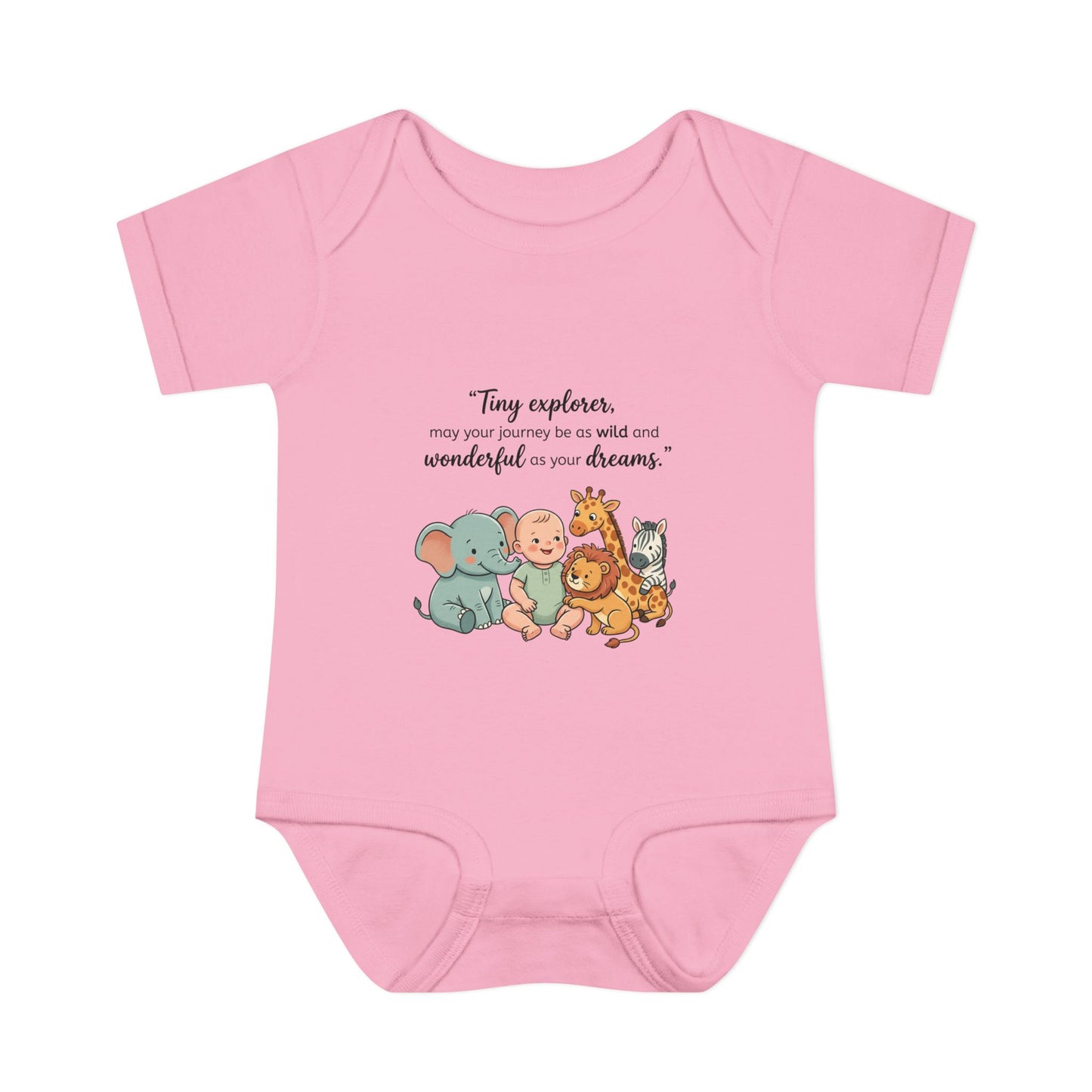 Baby Bodysuit — "Tiny Explorer" Cute Animal Nursery Onesie