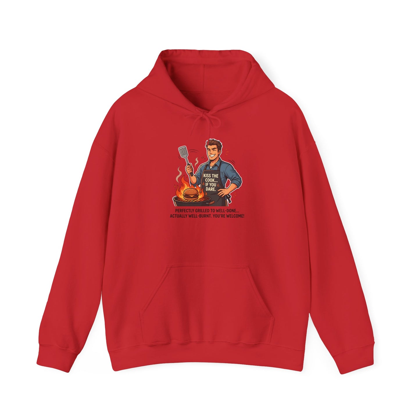 Hoodie – Vintage Grillmaster BBQ Sweatshirt ("Perfectly Grilled...Actually I Just Set It Ablaze")