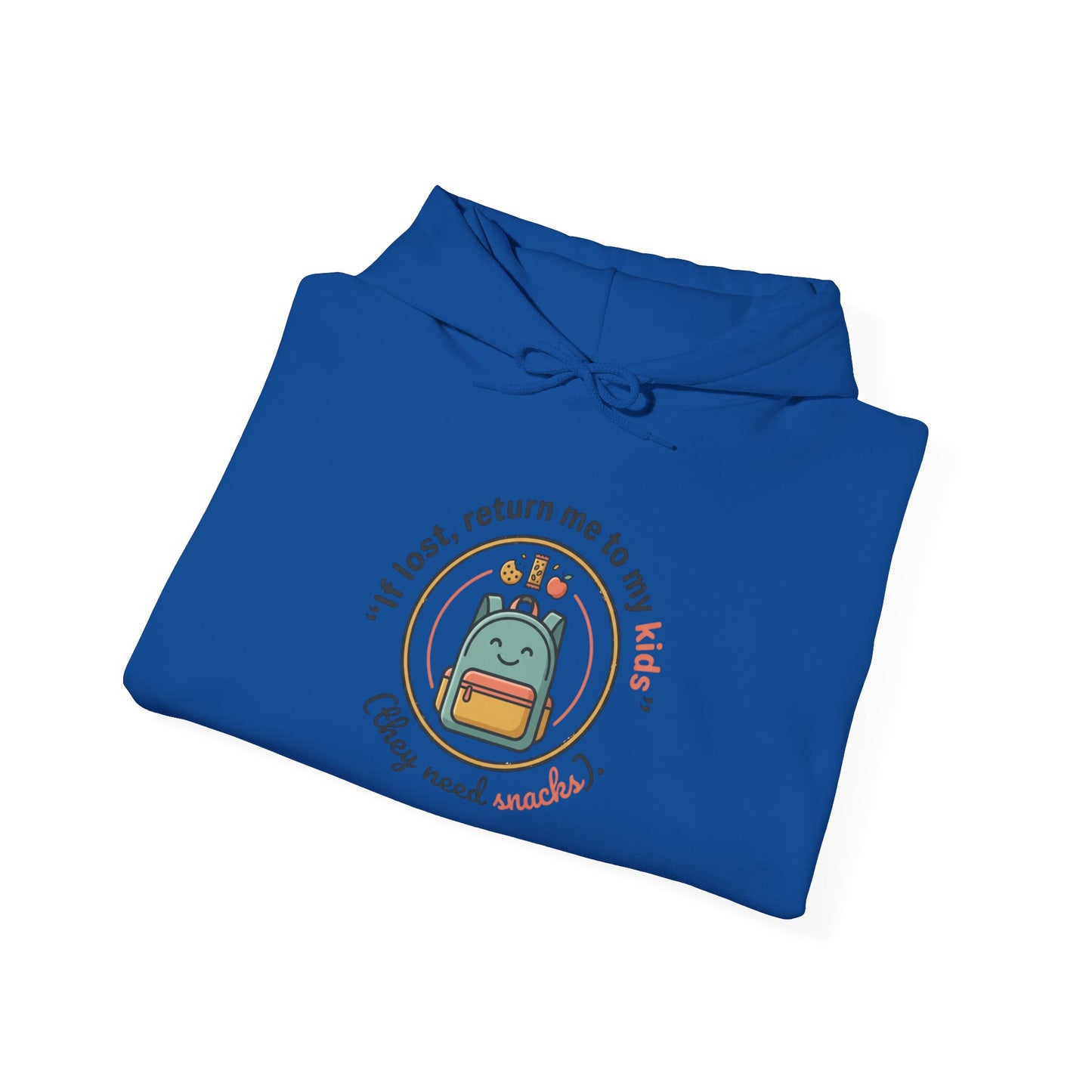 Hoodie — "If Lost, Return Me to My Kids (They need snacks)" Cute Kawaii Backpack Graphic