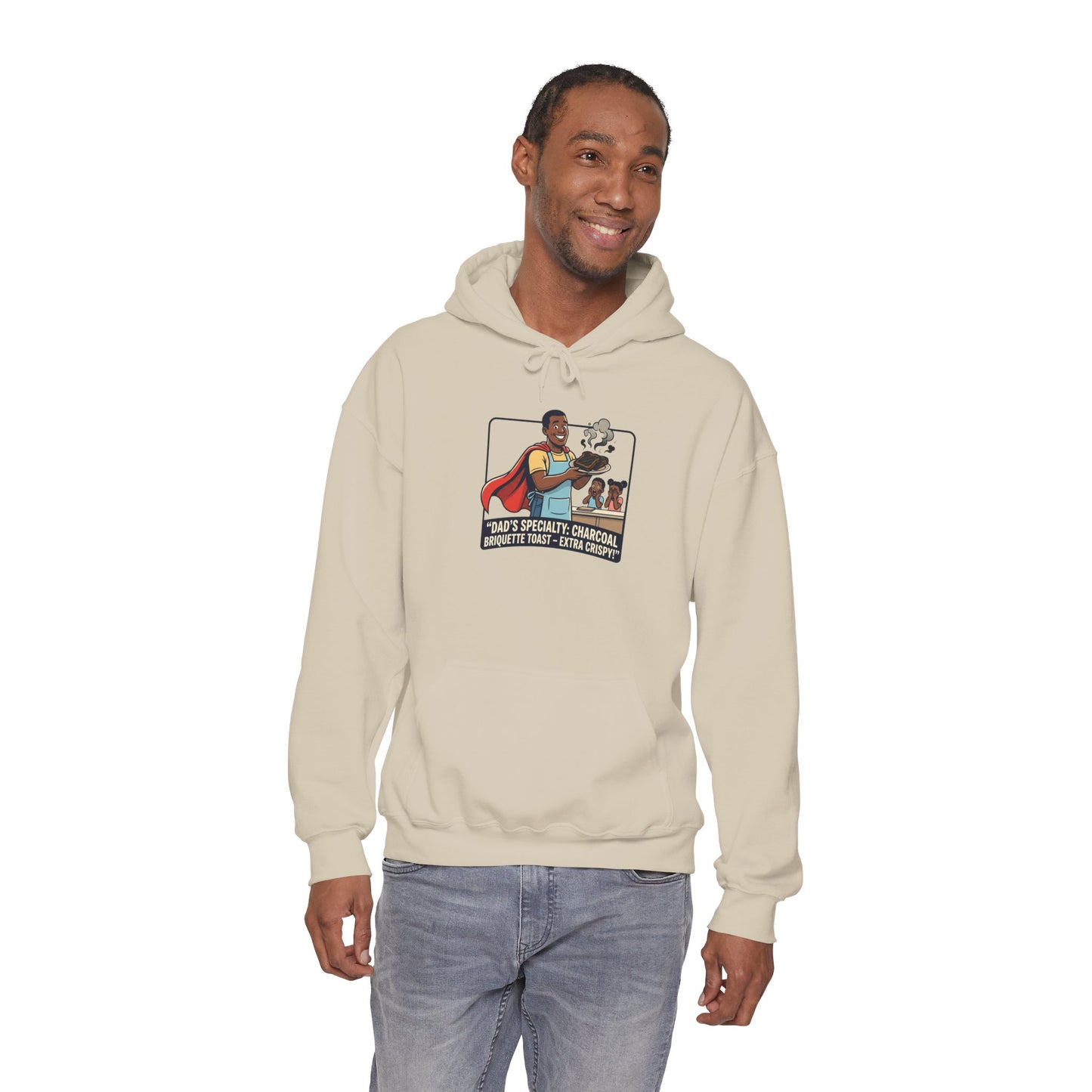 Hoodie — 'Dad's Specialty Charcoal Grilled Toast' Retro BBQ Chef Graphic