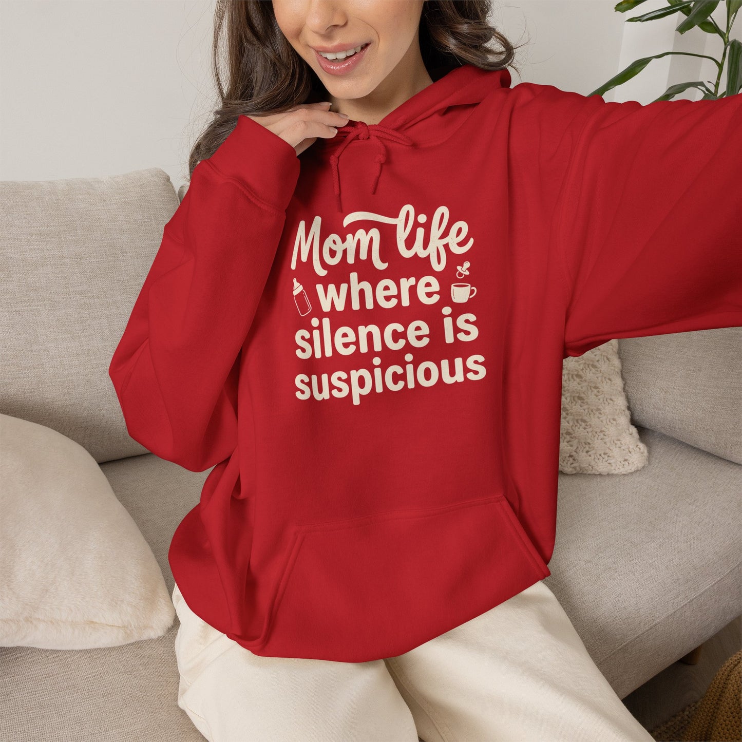 Mom Life Hoodie - "Mom Life: Where Silence Is Suspicious" Cozy Pullover for Moms, Funny Mother's Day Gift
