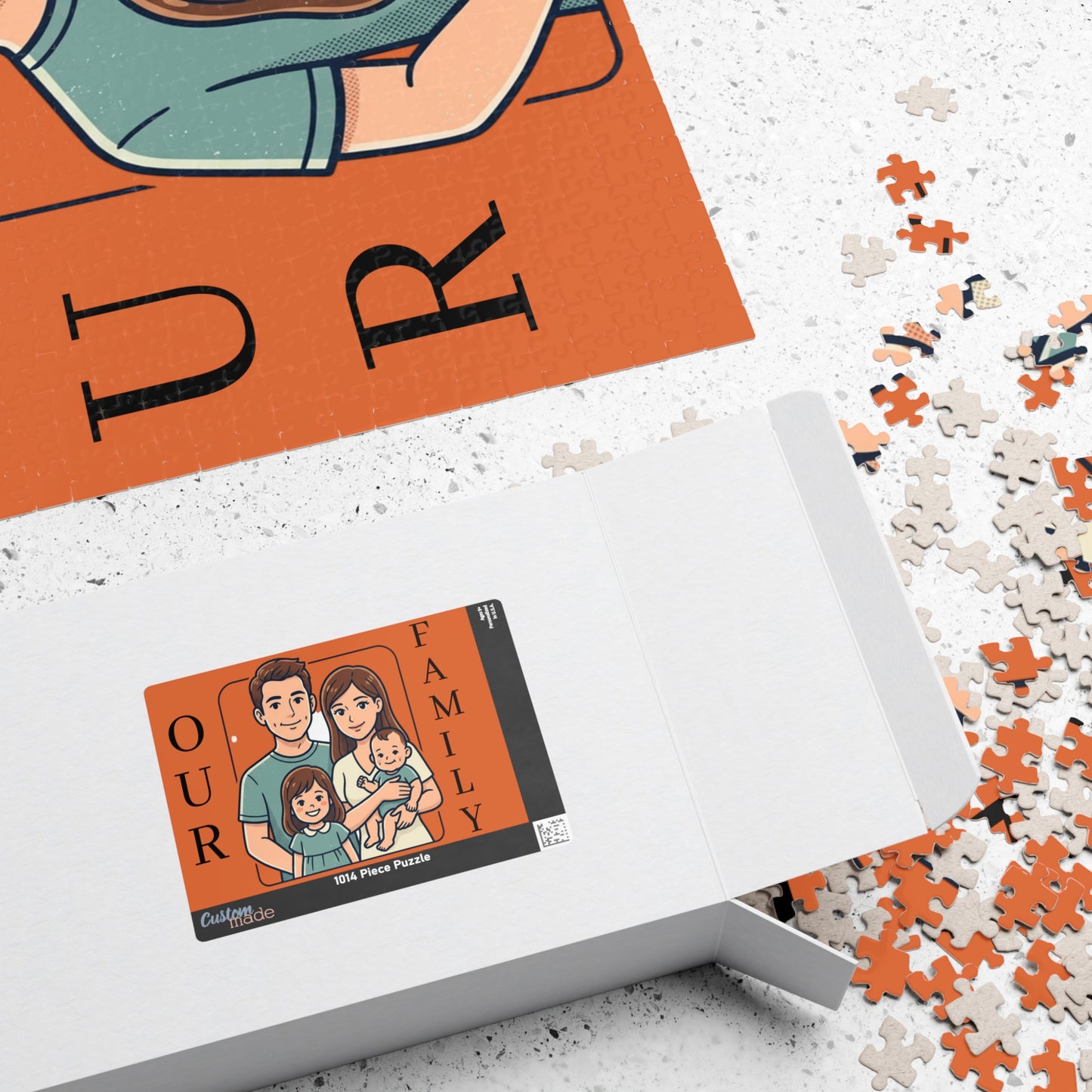Family Portrait Puzzle – “Our Family” Personalized Jigsaw (110–1014 pcs)