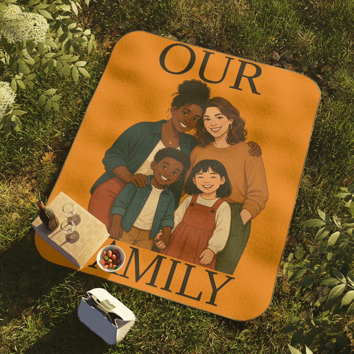 Our Family Picnic Blanket – Family Illustration Outdoor Blanket