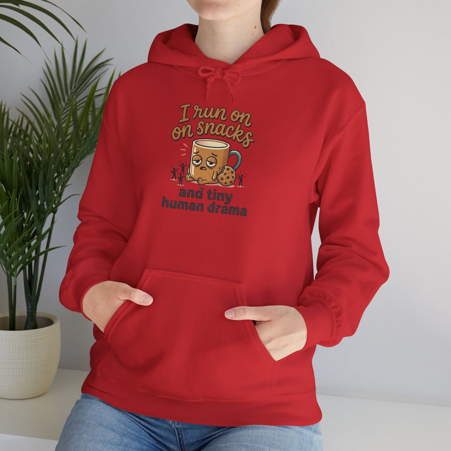 Coffee Mug Hoodie - "I Run on Coffee and Tiny Human Drama" Funny Mom Sweatshirt