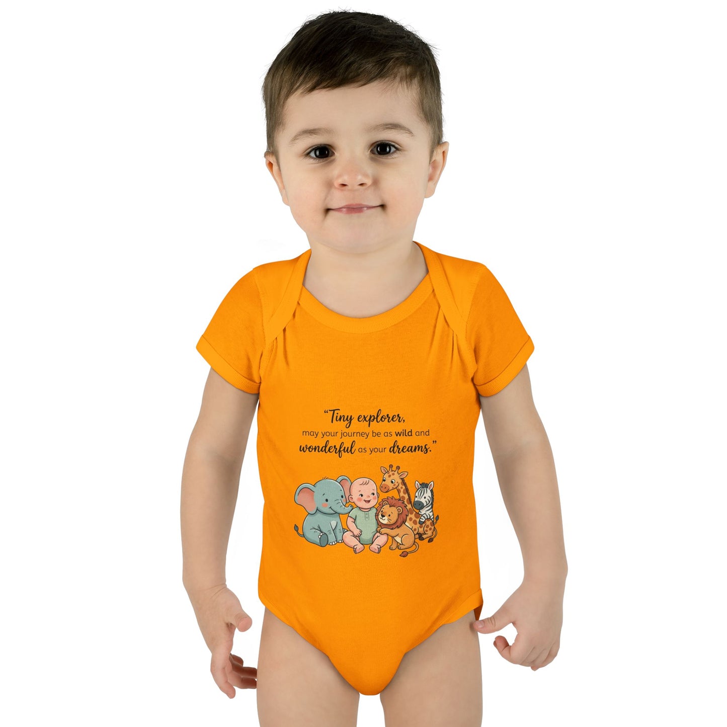 Baby Bodysuit — "Tiny Explorer" Cute Animal Nursery Onesie