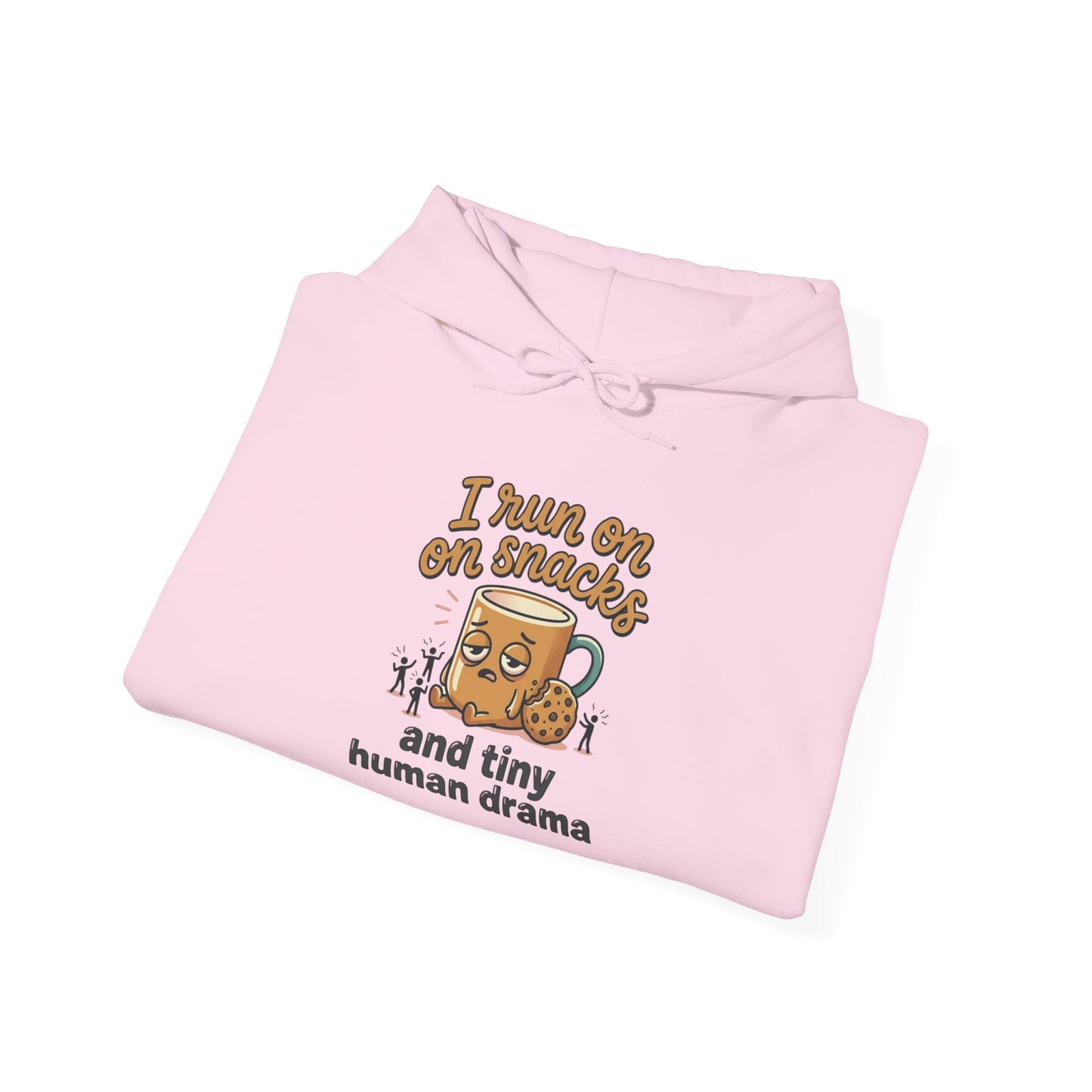 Coffee Mug Hoodie - "I Run on Coffee and Tiny Human Drama" Funny Mom Sweatshirt