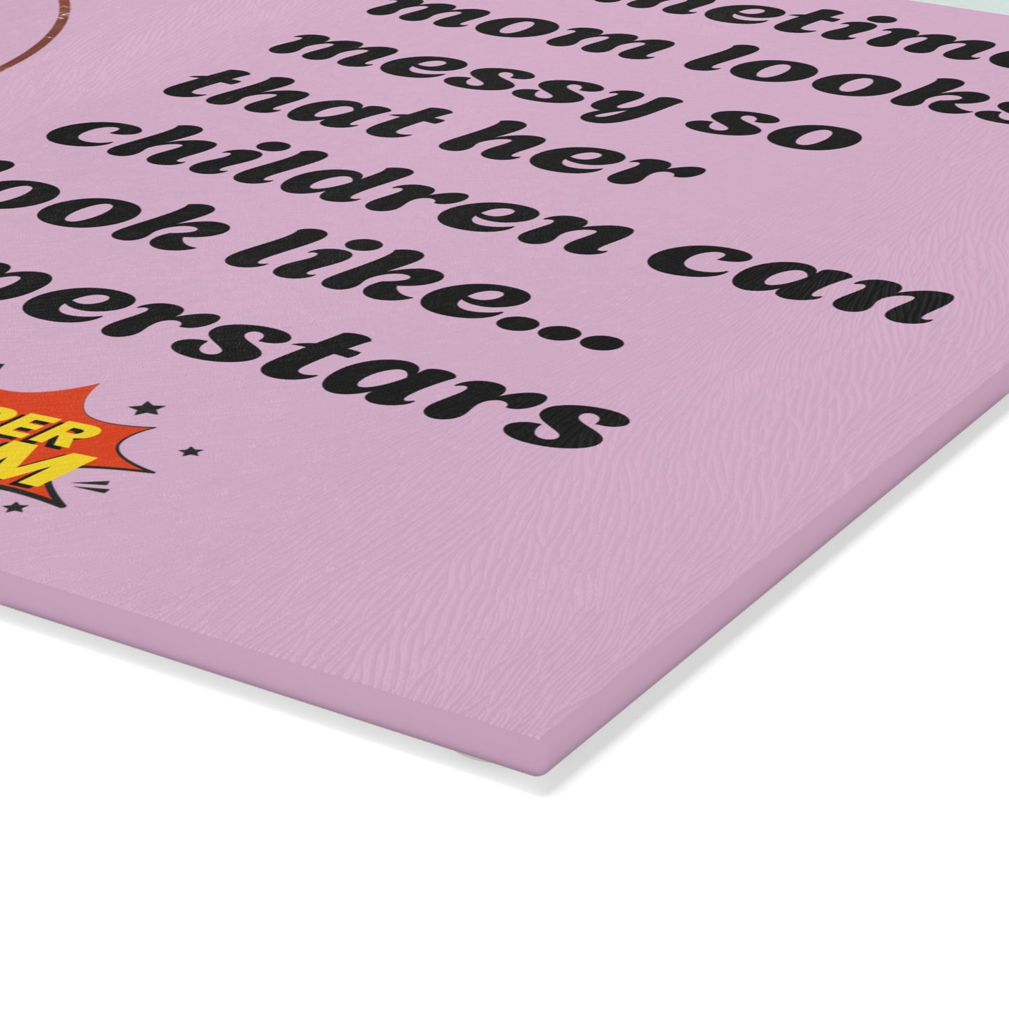 SuperMom Glass Cutting Board | Funny Mom Quote Kitchen Decor
