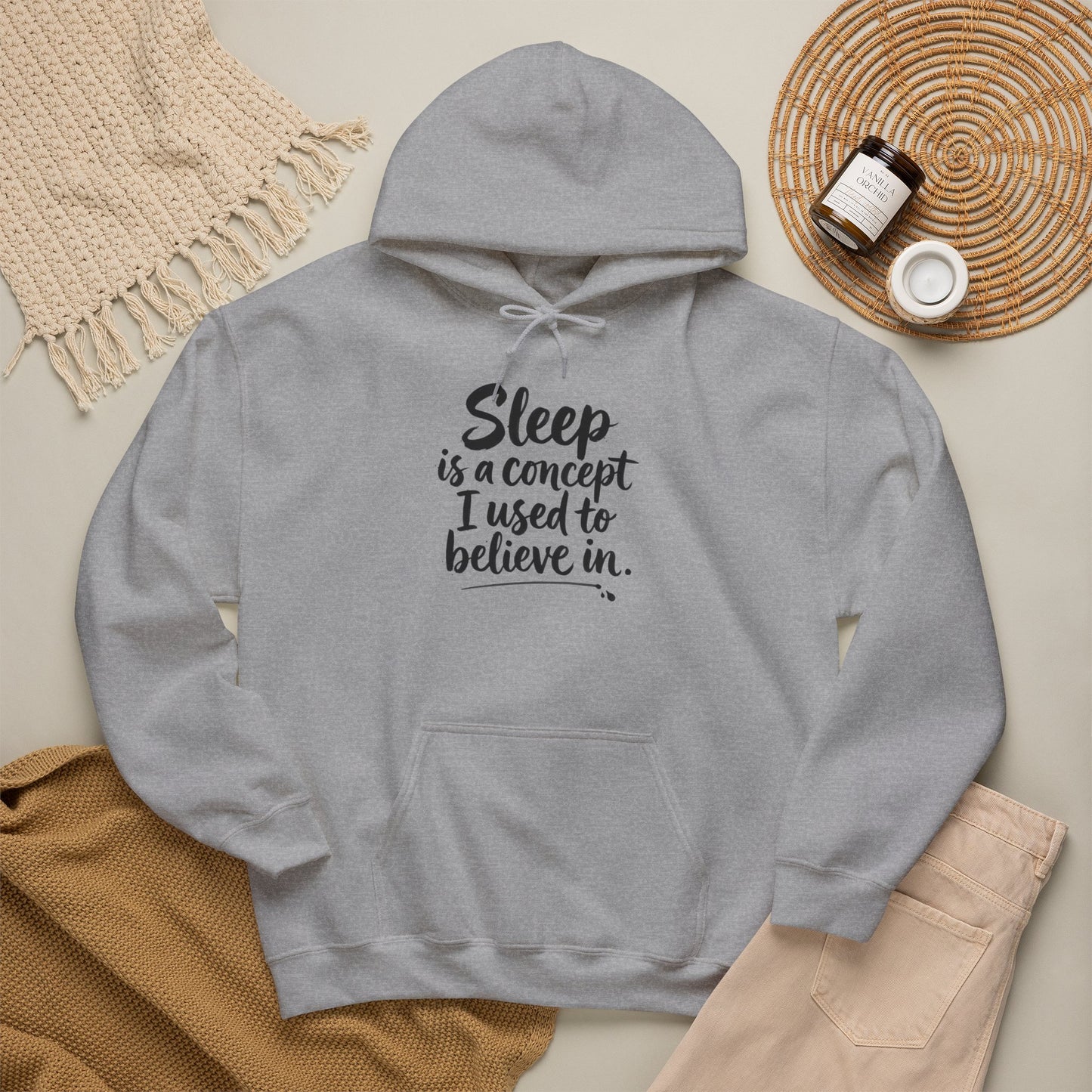 Sleep Is a Concept Hoodie – Funny Insomnia Quote Pullover
