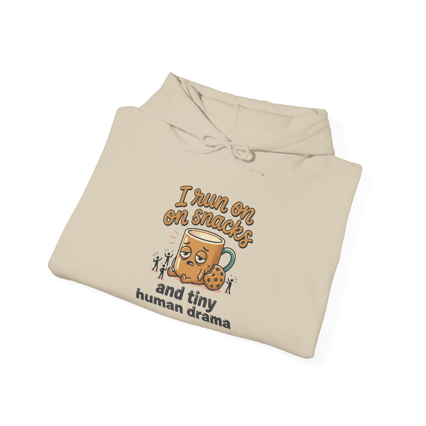 Coffee Mug Hoodie - "I Run on Coffee and Tiny Human Drama" Funny Mom Sweatshirt