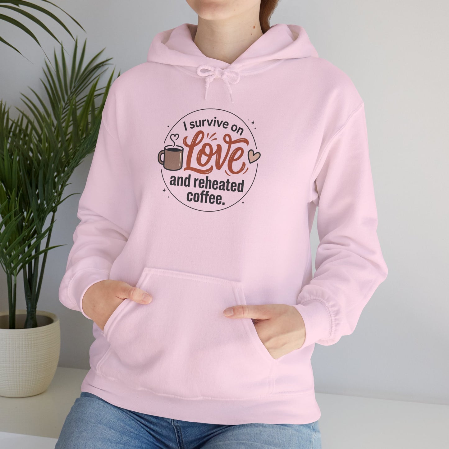 I Survive on Love and Reheated Coffee Hoodie
