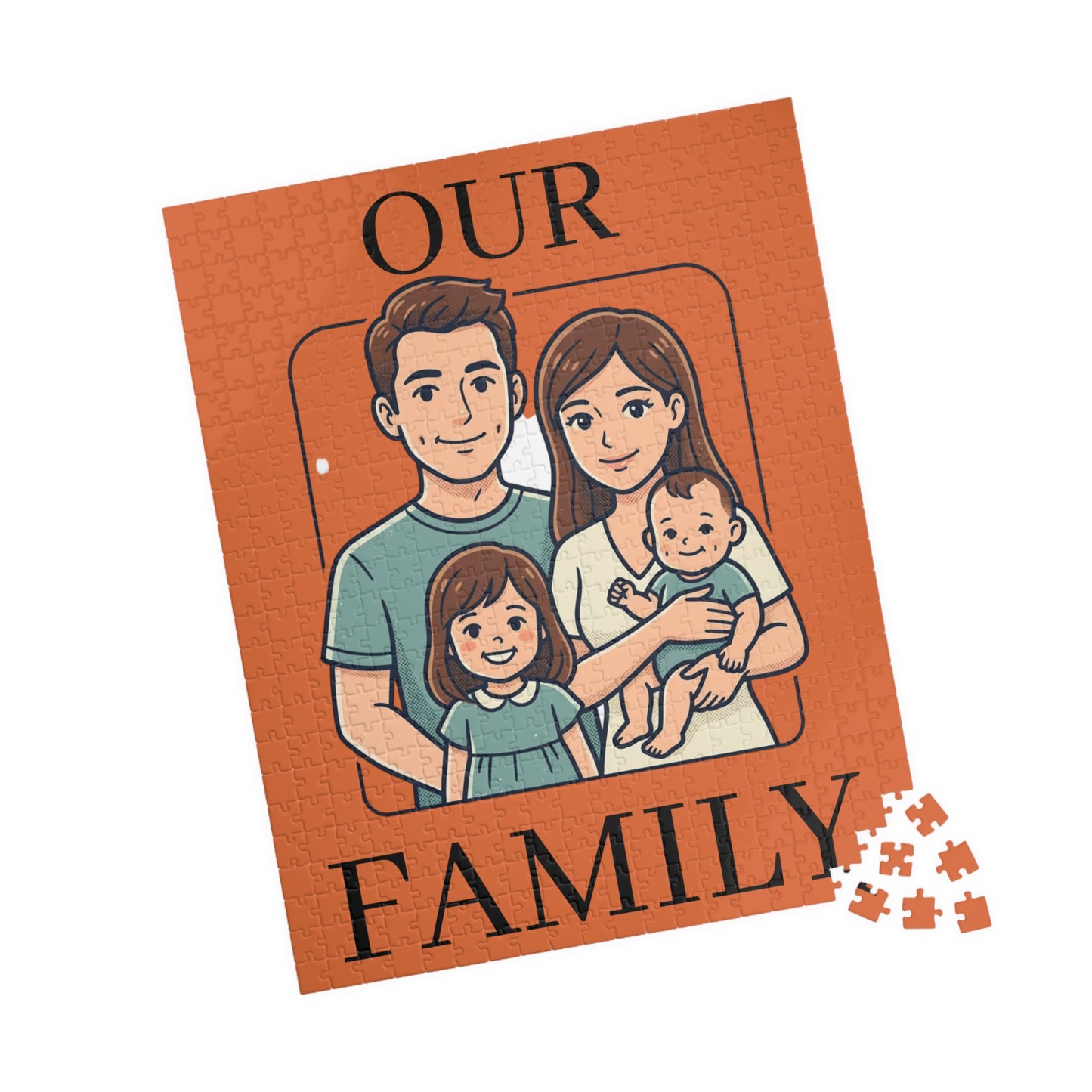 Family Portrait Puzzle – “Our Family” Personalized Jigsaw (110–1014 pcs)
