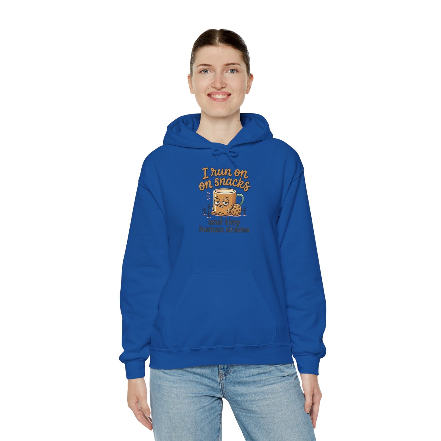 Coffee Mug Hoodie - "I Run on Coffee and Tiny Human Drama" Funny Mom Sweatshirt