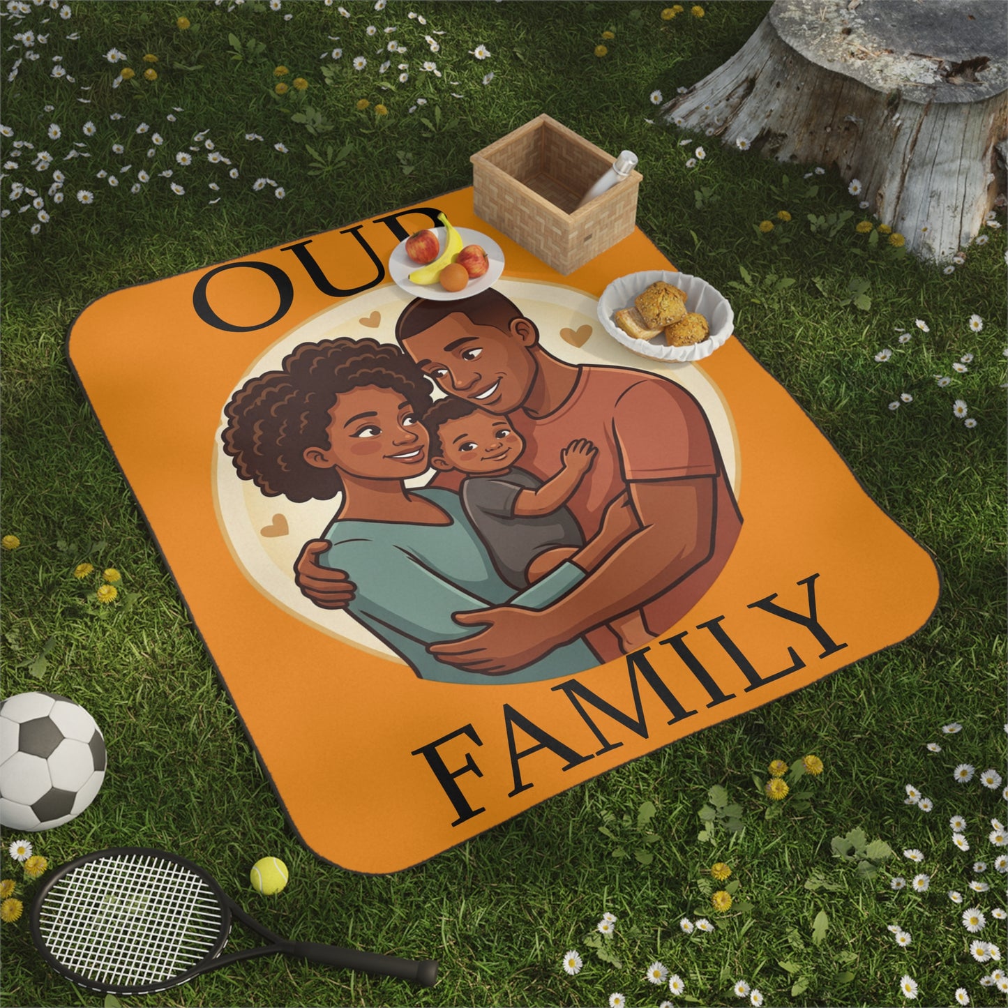Our Family Picnic Blanket – Family Illustration Outdoor Blanket