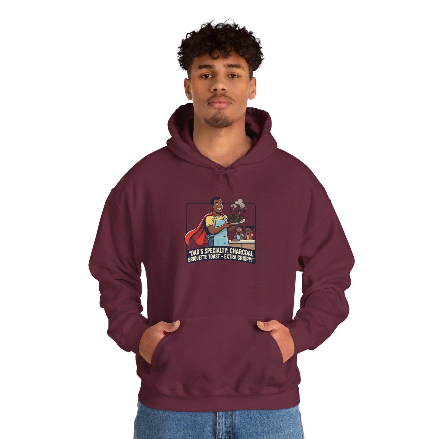 Hoodie — 'Dad's Specialty Charcoal Grilled Toast' Retro BBQ Chef Graphic