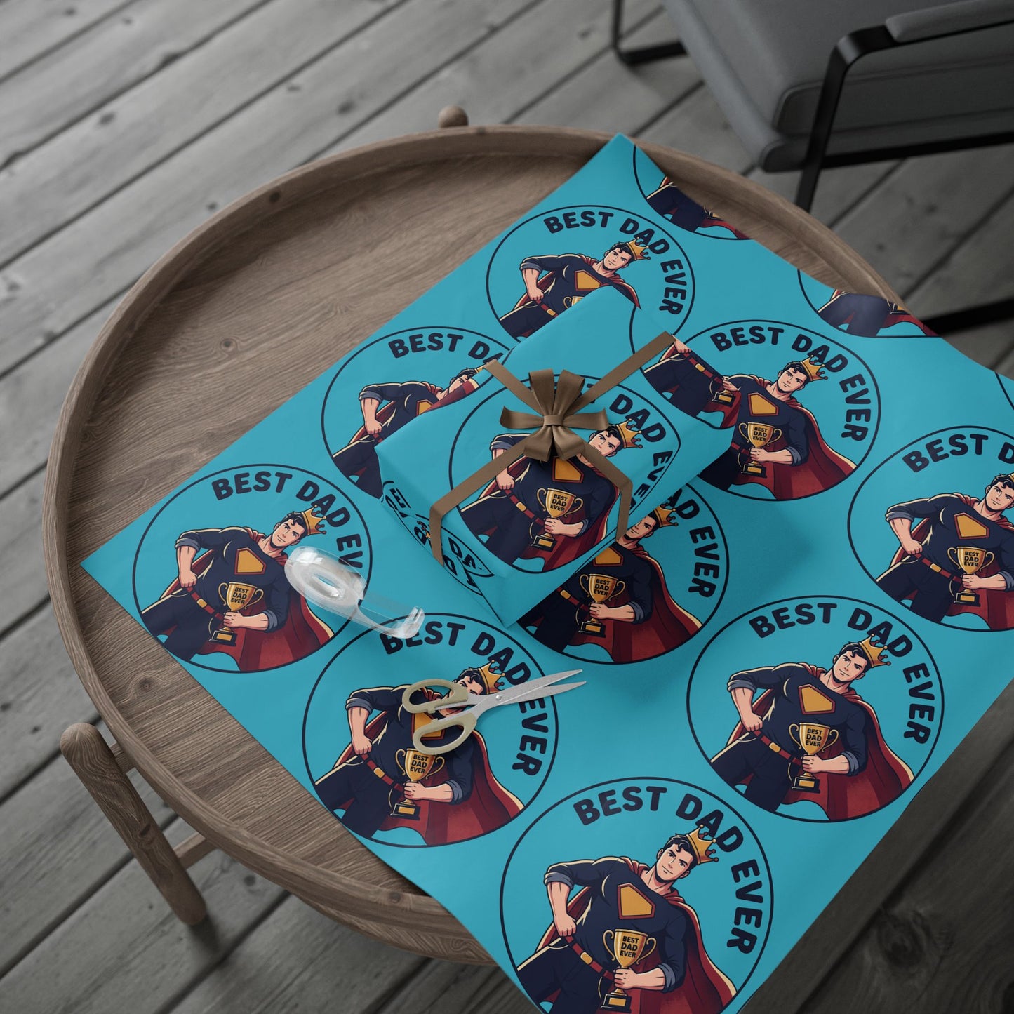 Best Dad Ever Superhero Wrapping Paper — Father's Day Gift Wrap
