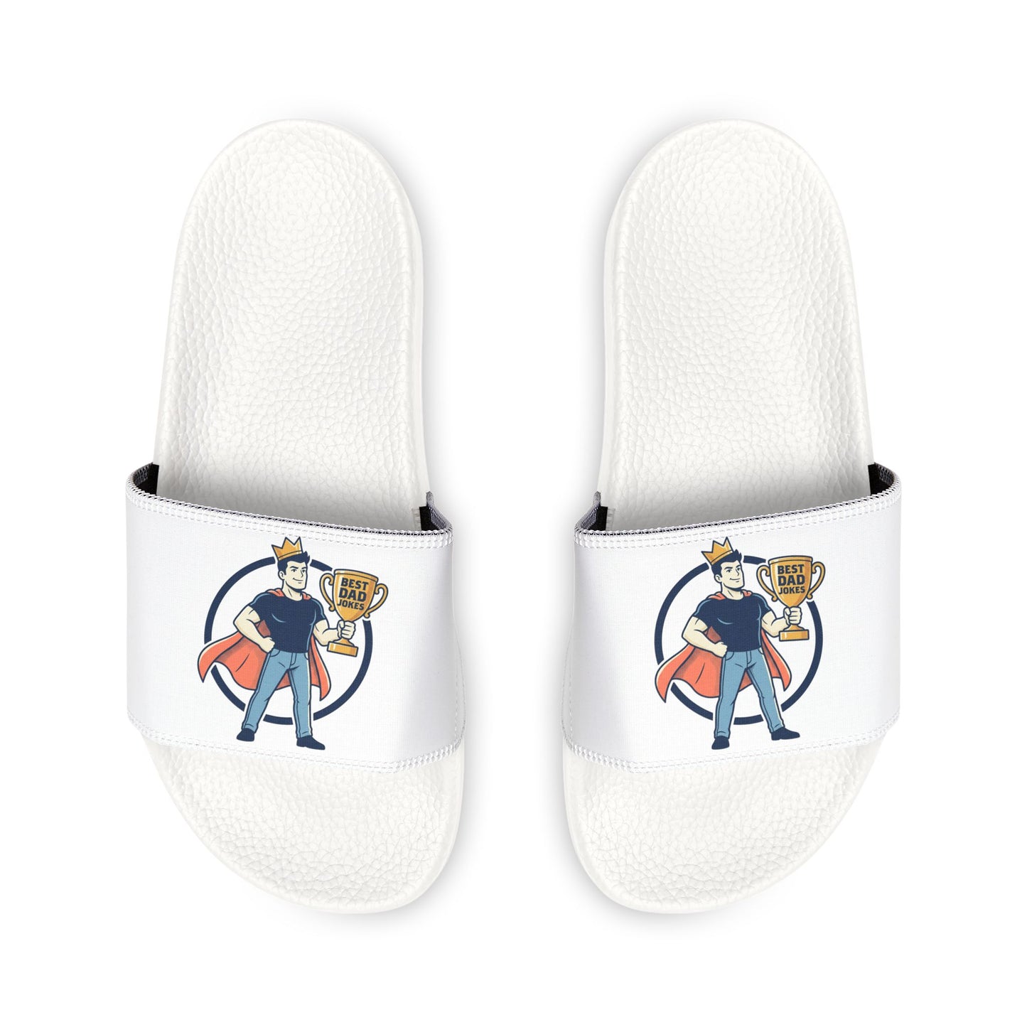Slide Sandals — King of dad jokes Graphic Removable-Strap Pool Slides