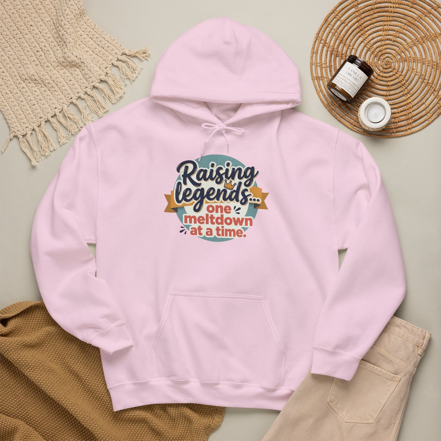 Hoodie — "Raising Legends... one meltdown at a time" Retro Parenthood Sweatshirt